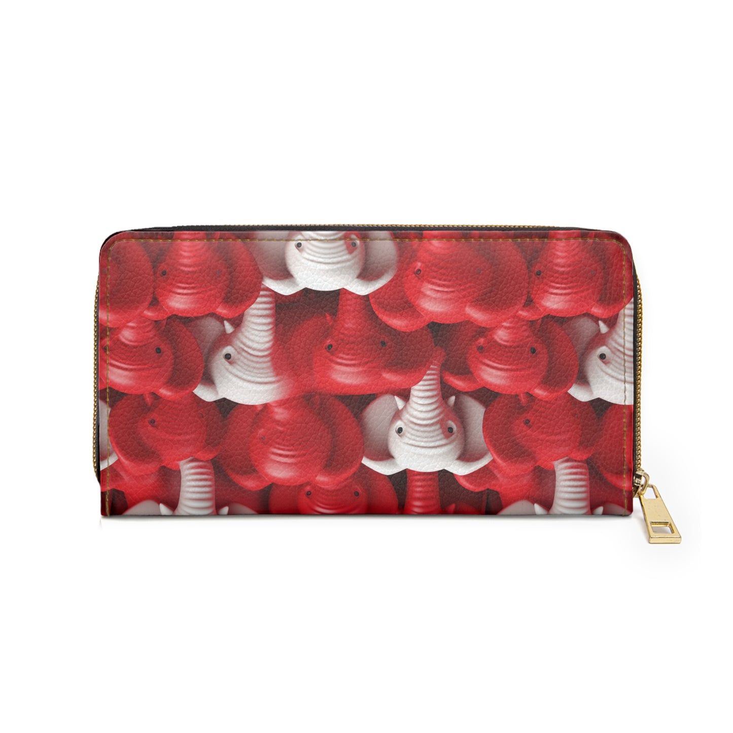 Red & White Elephants Zipper Wallet