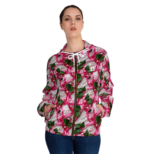 Pink Ribbons, Ivy & Pearls Women’s Full-Zip Hoodie