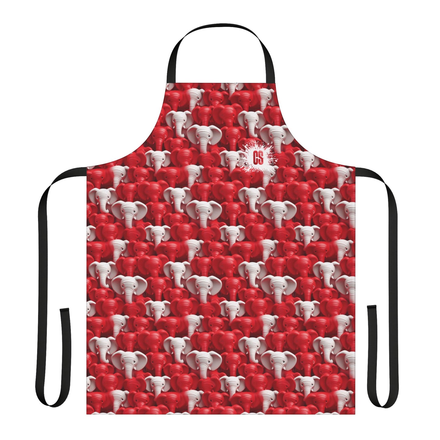 Red & White Elephants Apron