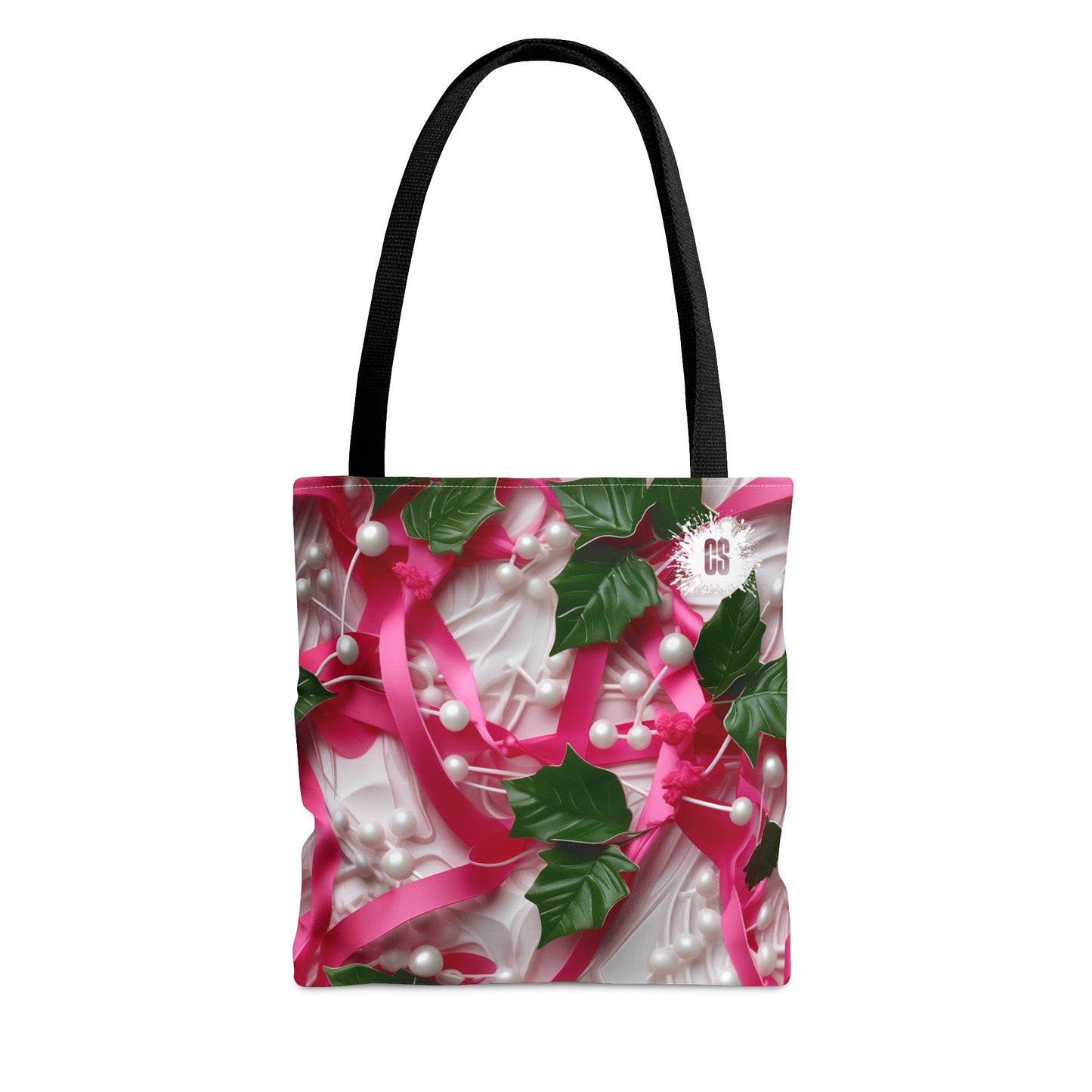 Pink Ribbons, Ivy & Pearls Tote Bag