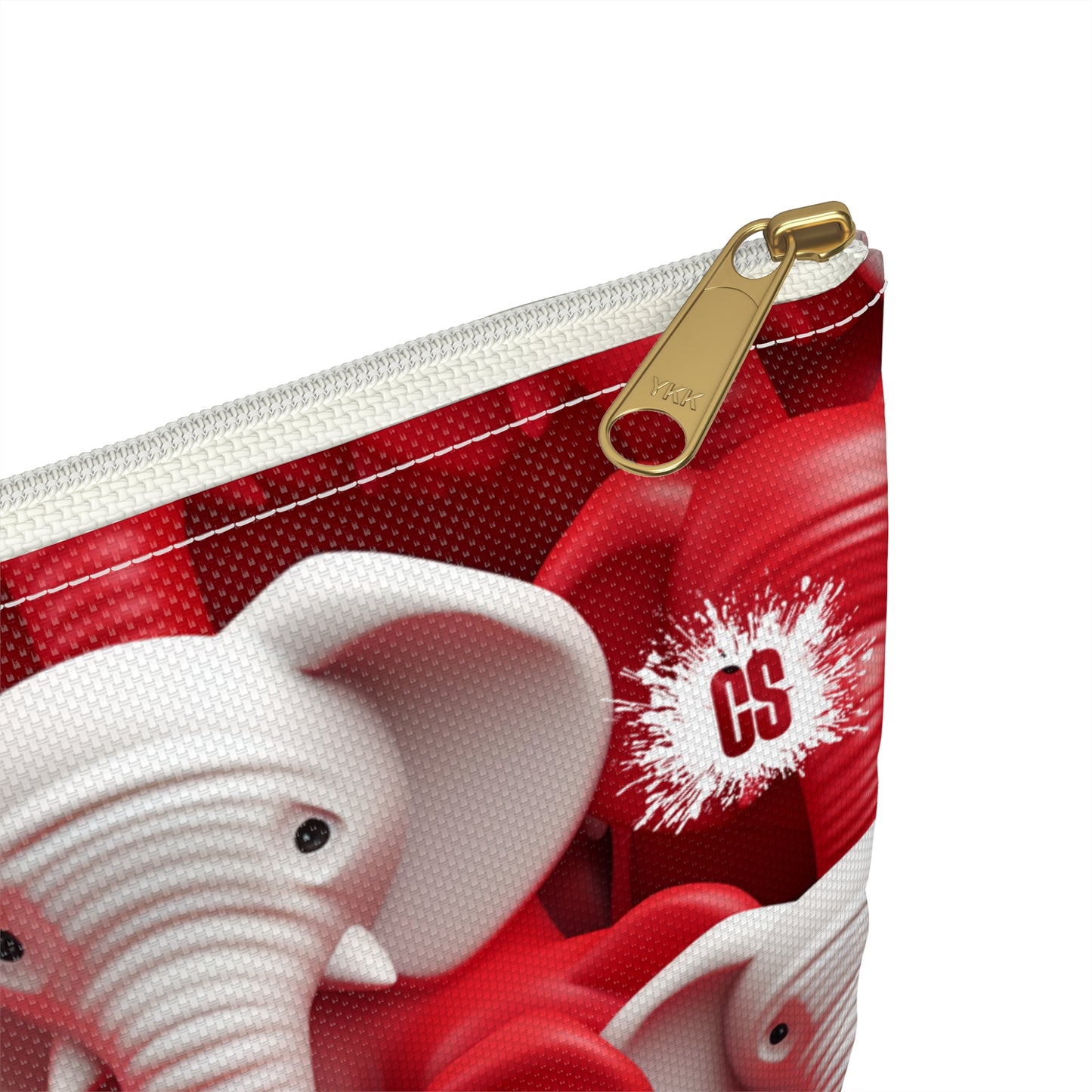 Red & White Elephants Accessory Pouch