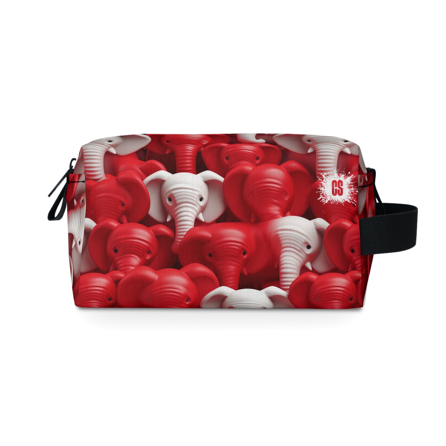 Red & White Elephants Toiletry Bag