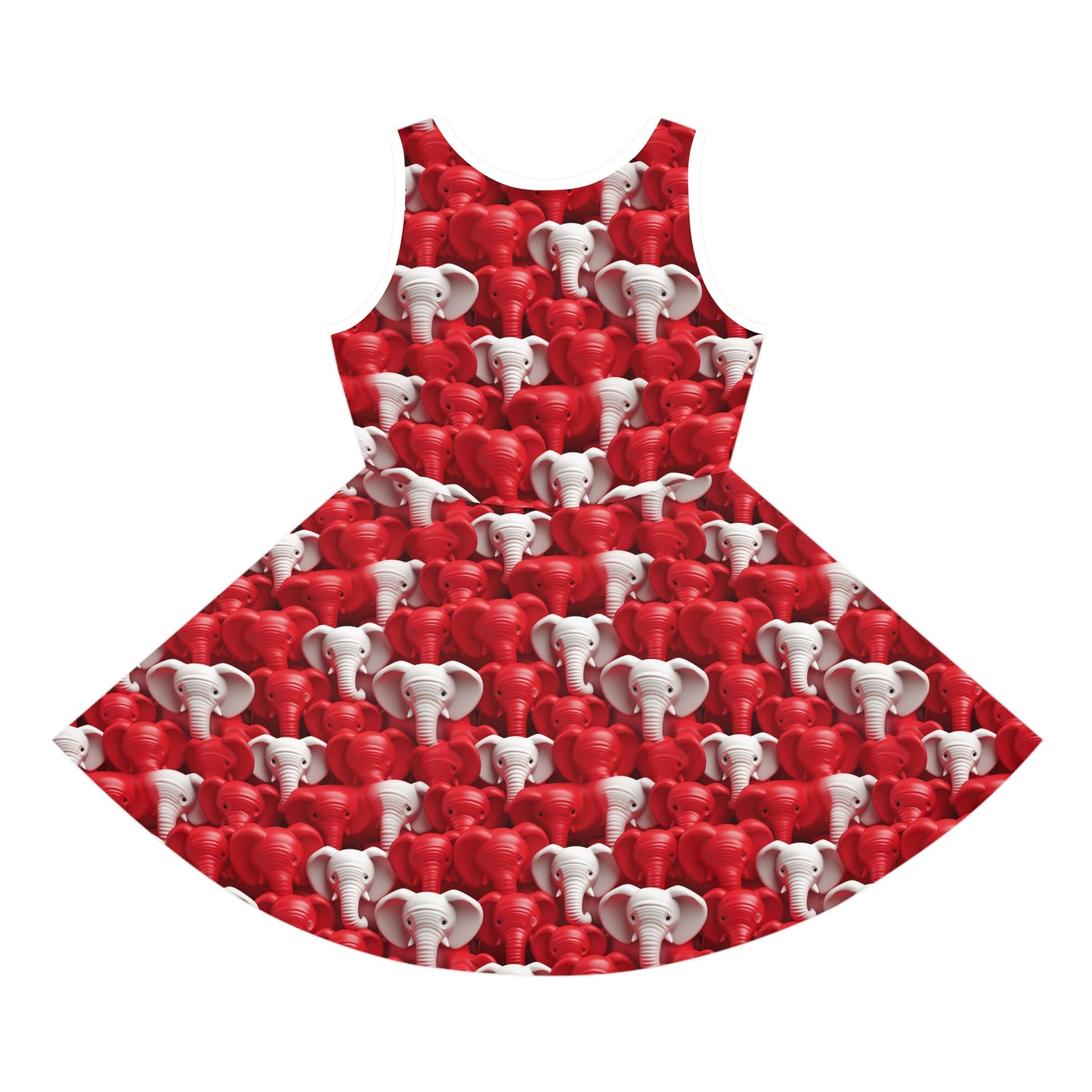 Red & White Elephants Girls' Sleeveless Sundress