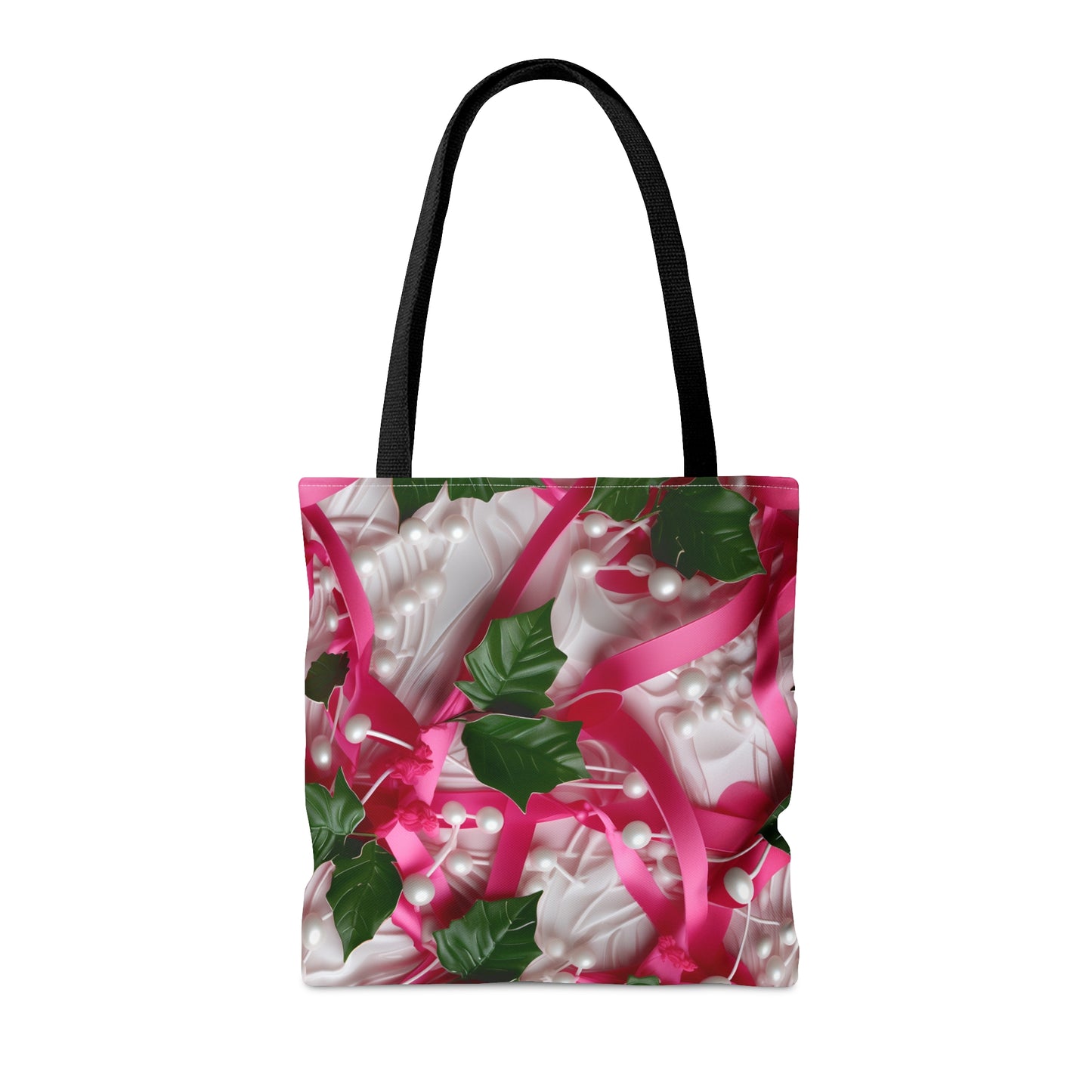 Pink Ribbons, Ivy & Pearls Tote Bag