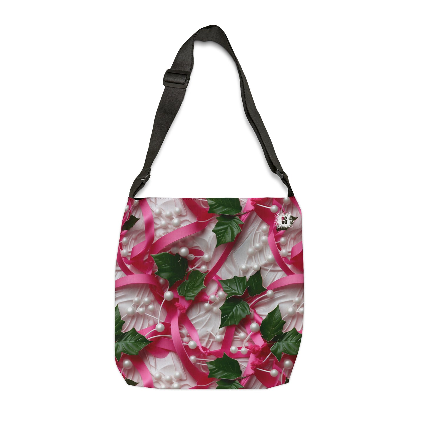 Pink Ribbons, Ivy & Pearls Adjustable Tote Bag