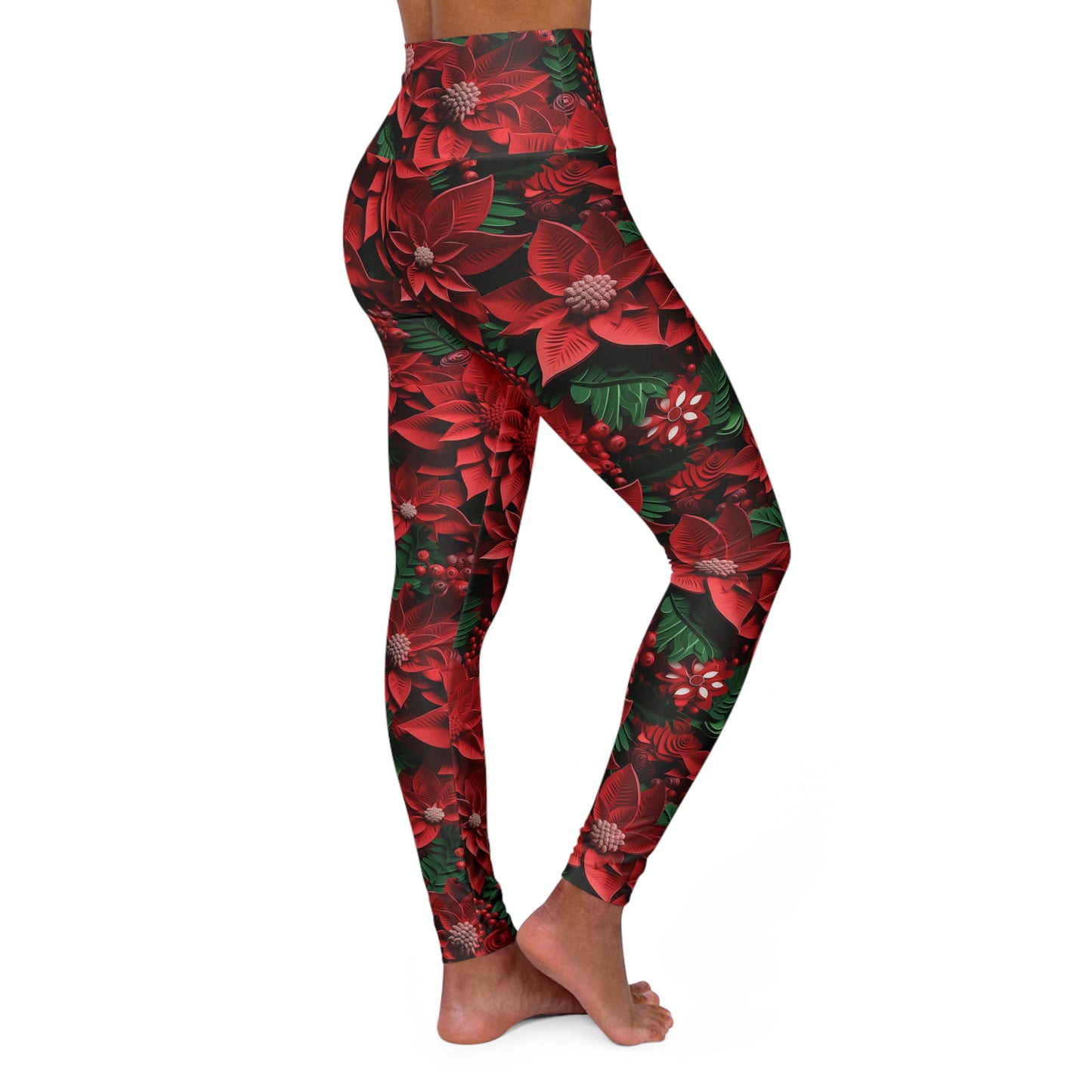 Christmas Leaves High Waisted Yoga Leggings