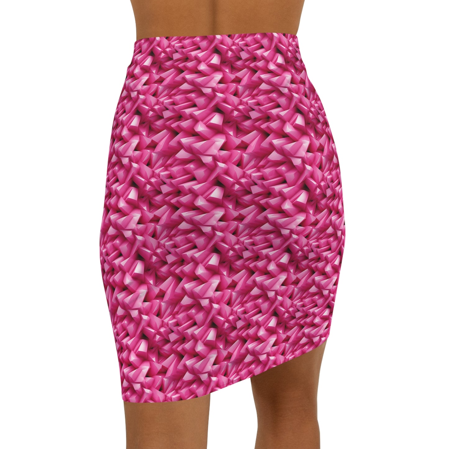 Geometric Pink Women's Mid-Waist Pencil Skirt