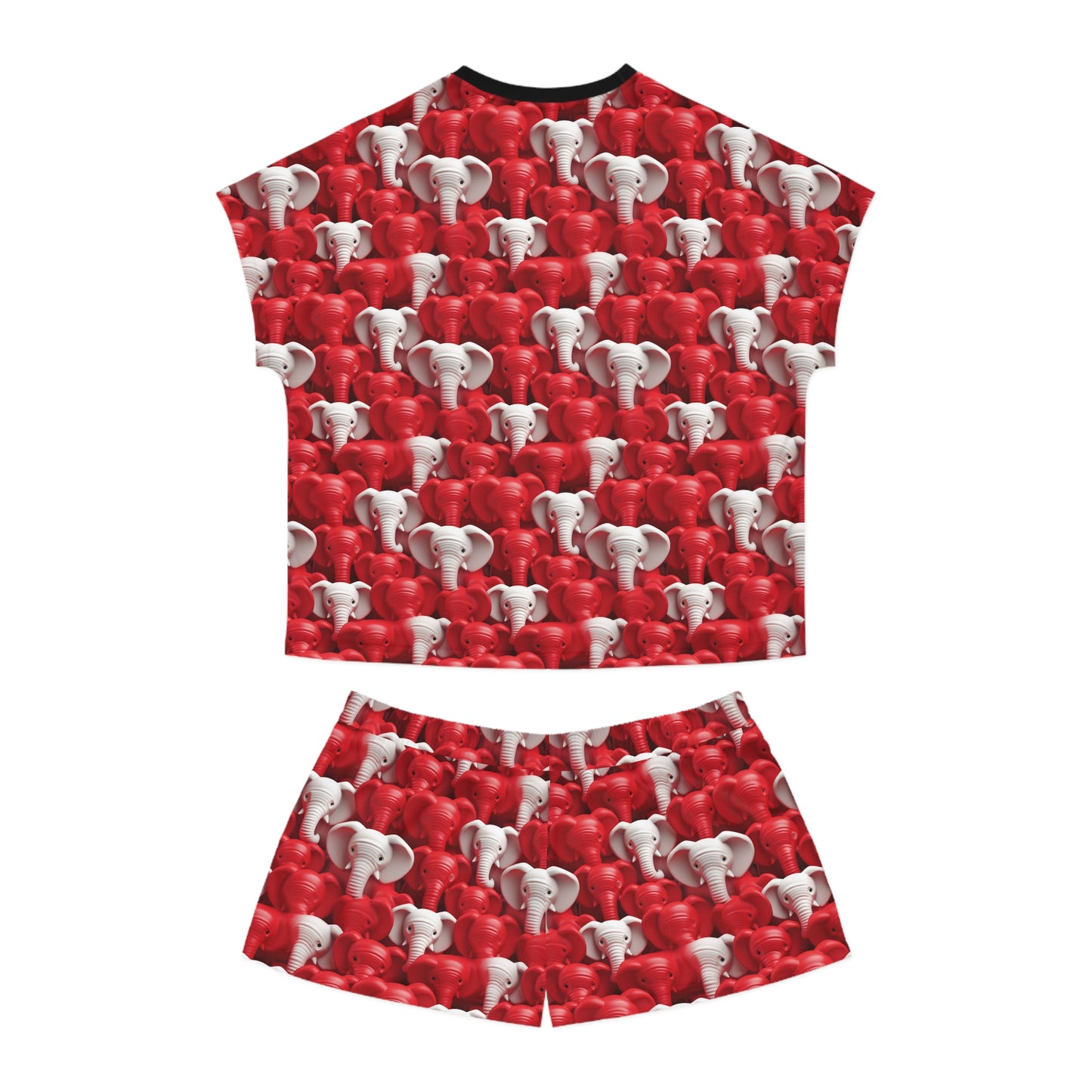 Red & White Elephants Women's Short Pajama Set