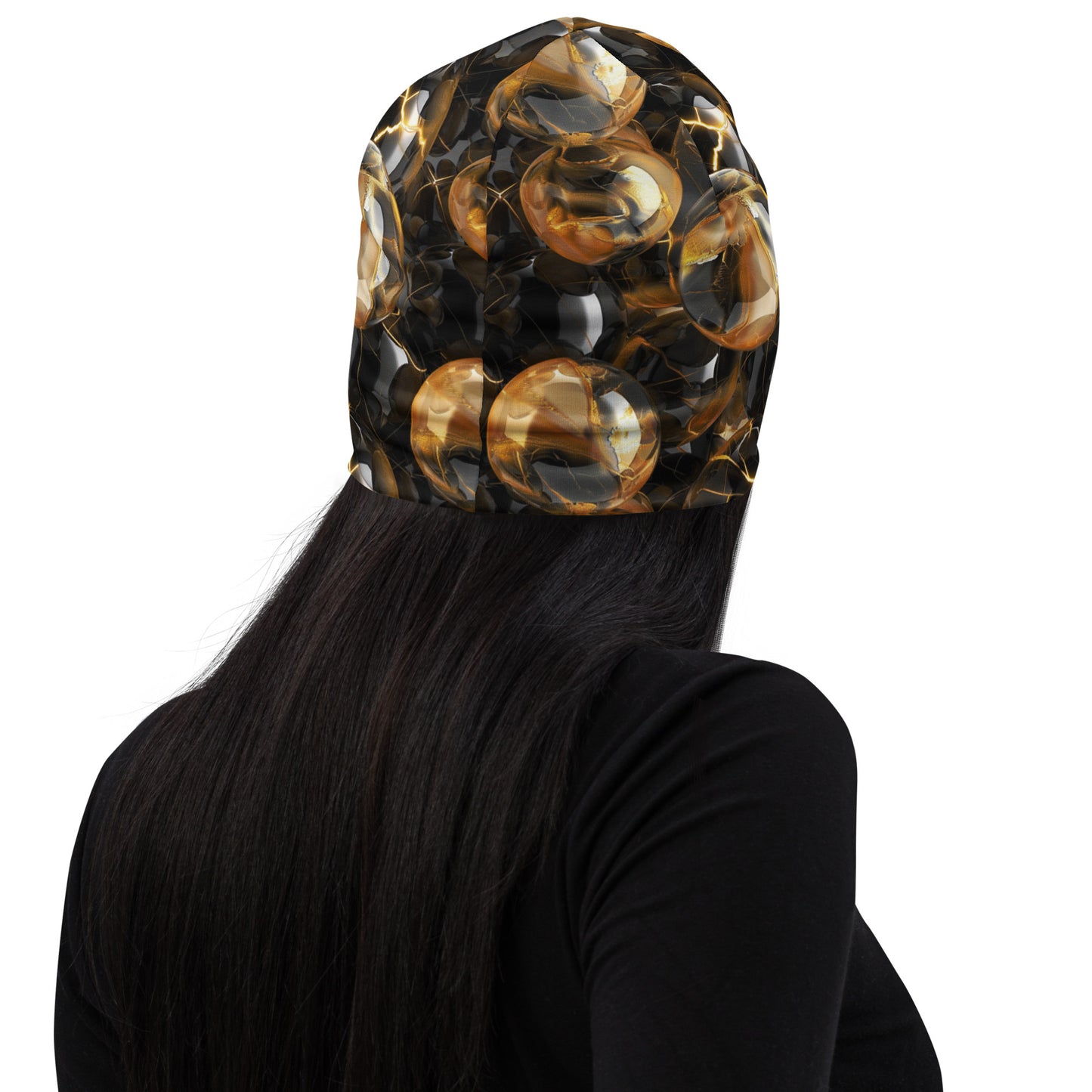 Black & Gold Marbles Beanie