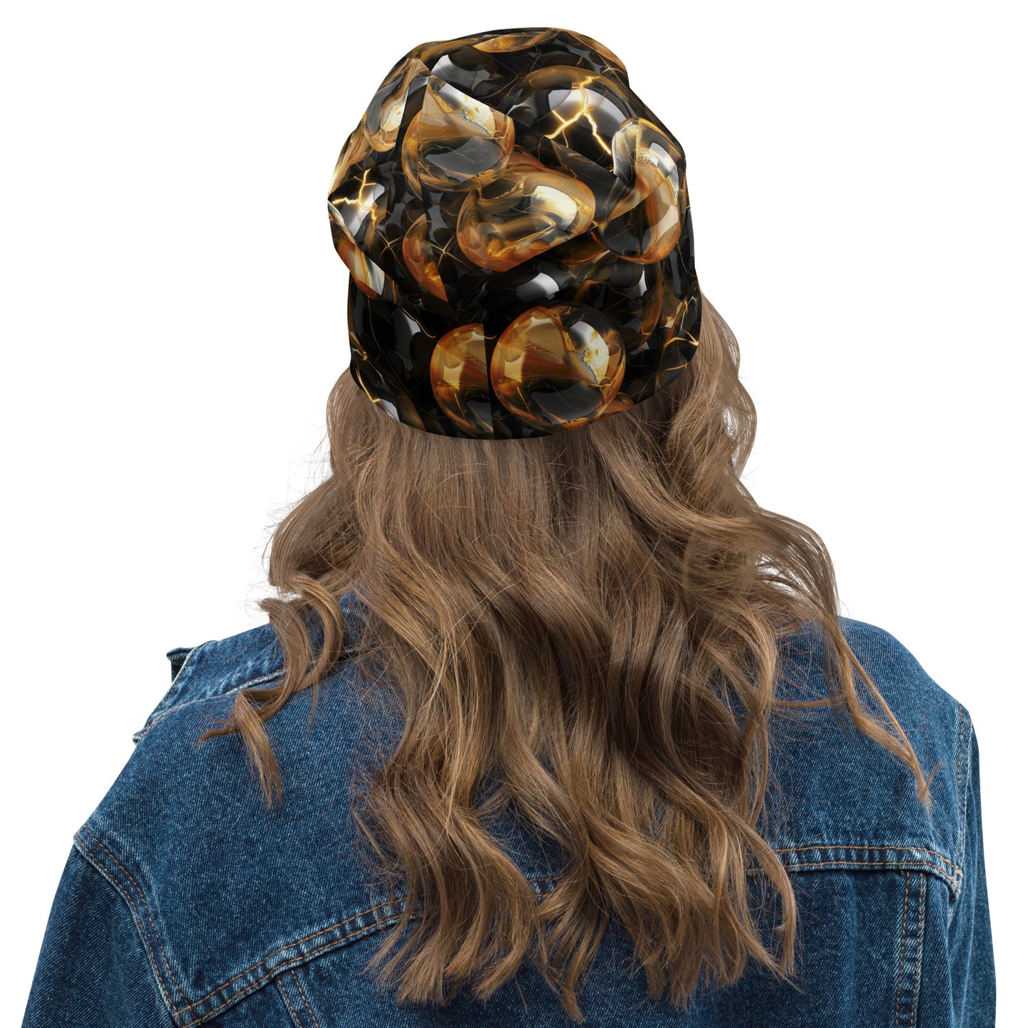 Black & Gold Marbles Beanie