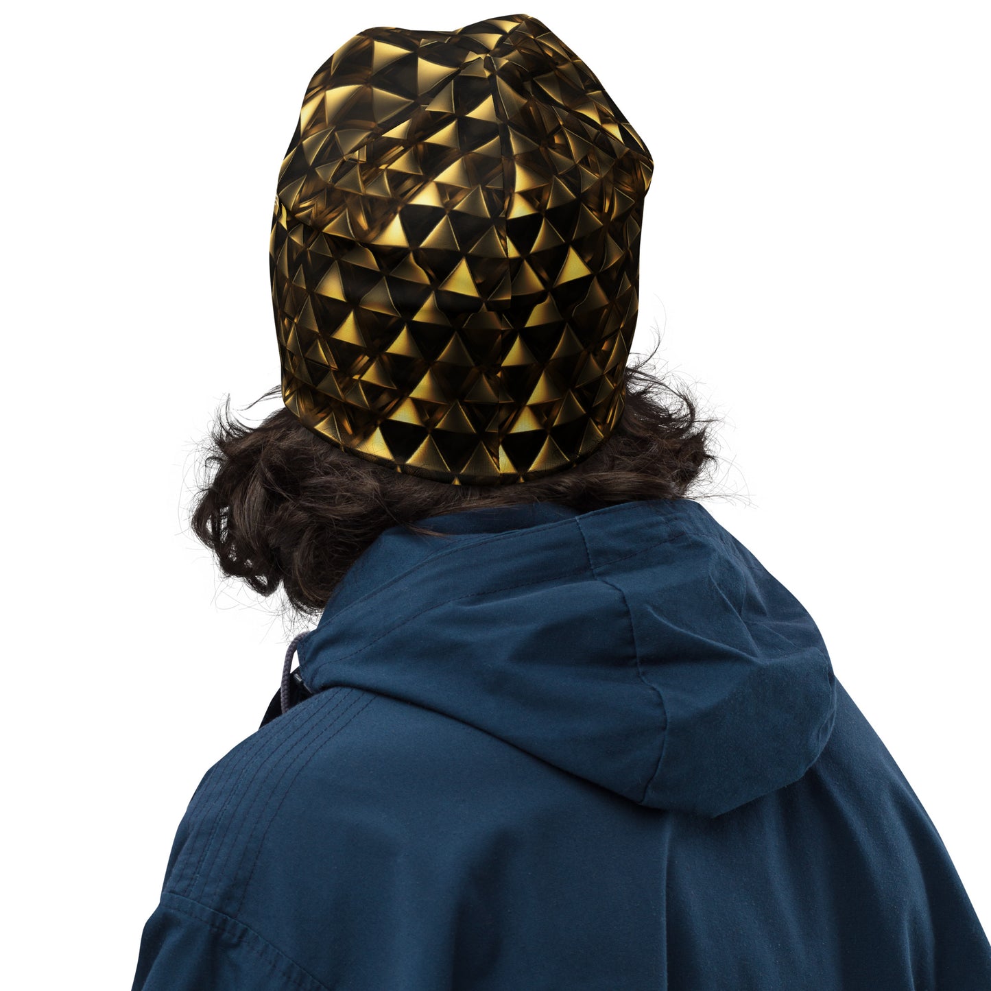 Gold & Black Pyramids Beanie