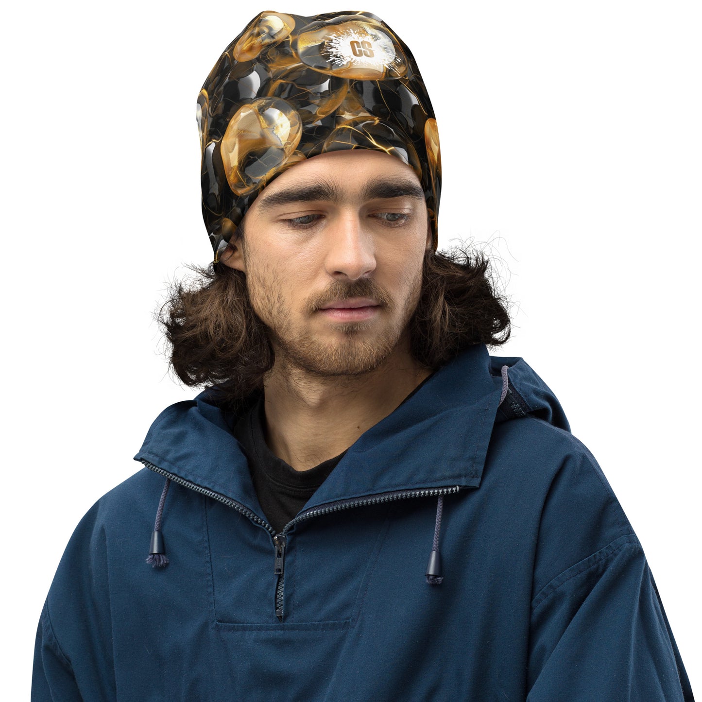 Black & Gold Marbles Beanie