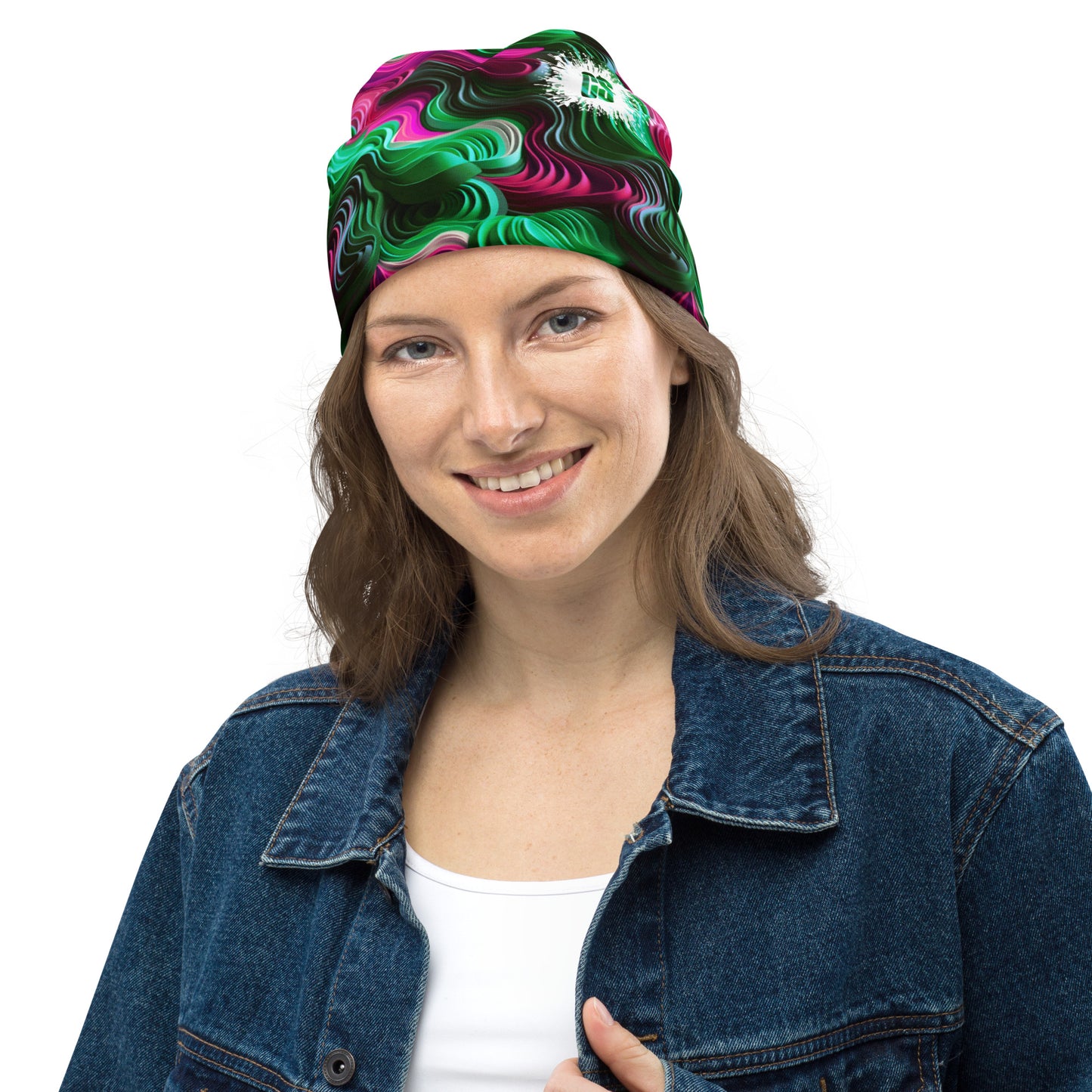 Pink & Green Concentric Beanie