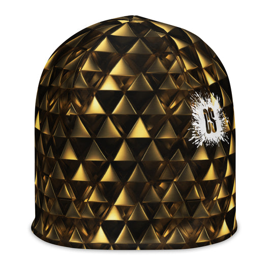 Gold & Black Pyramids Beanie