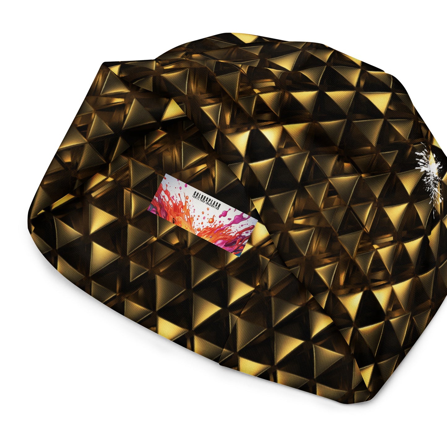 Gold & Black Pyramids Beanie