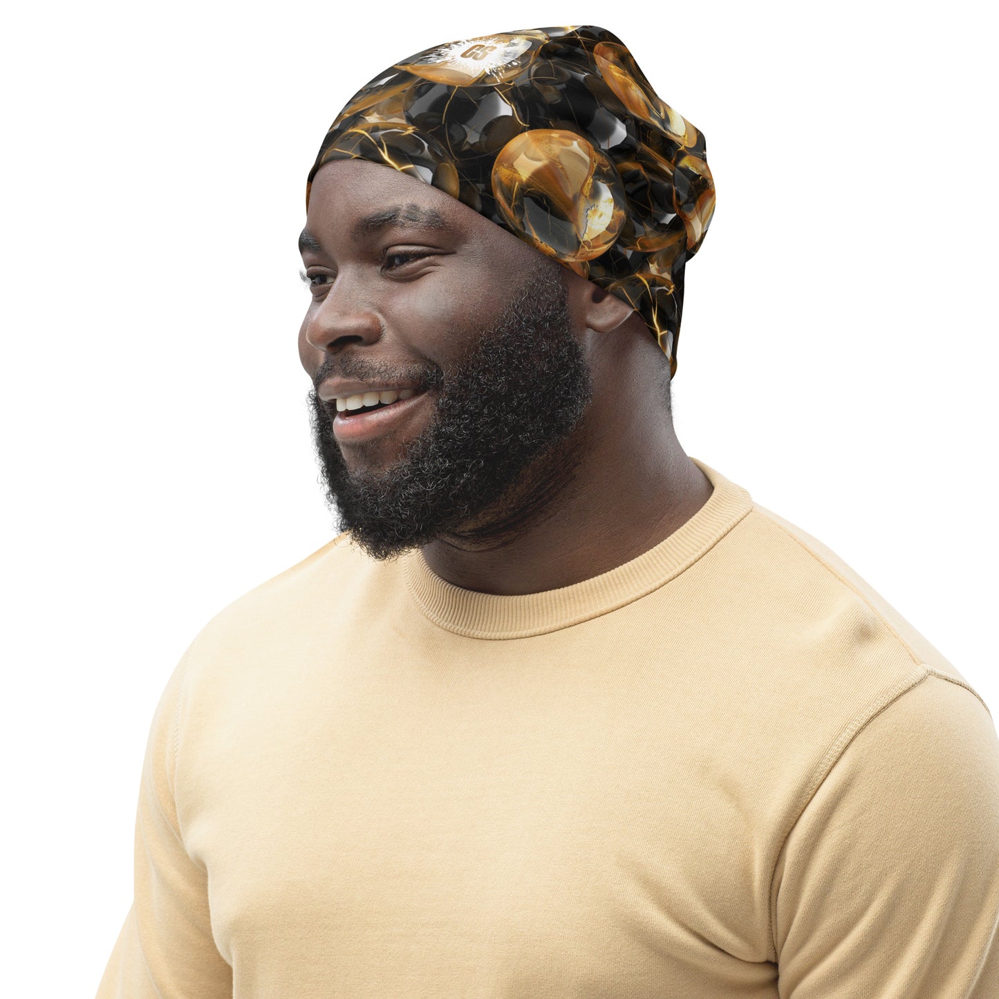 Black & Gold Marbles Beanie