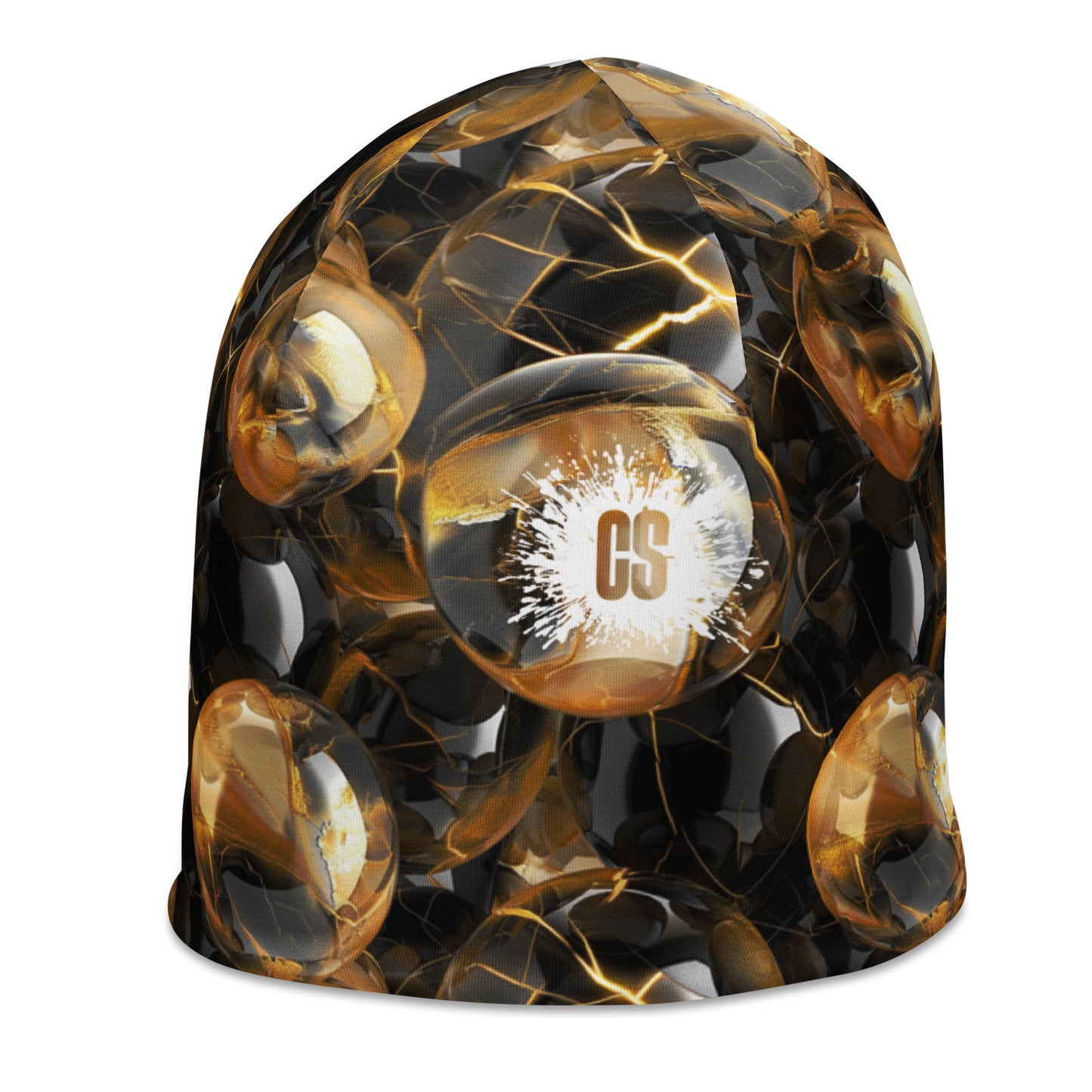 Black & Gold Marbles Beanie