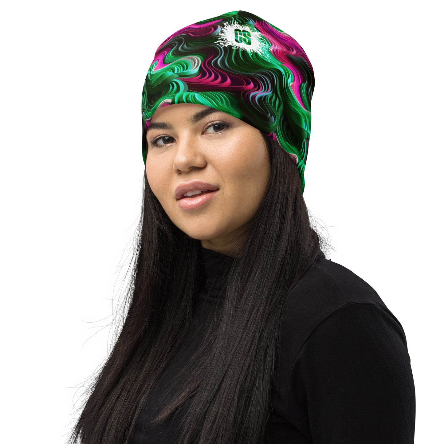 Pink & Green Concentric Beanie