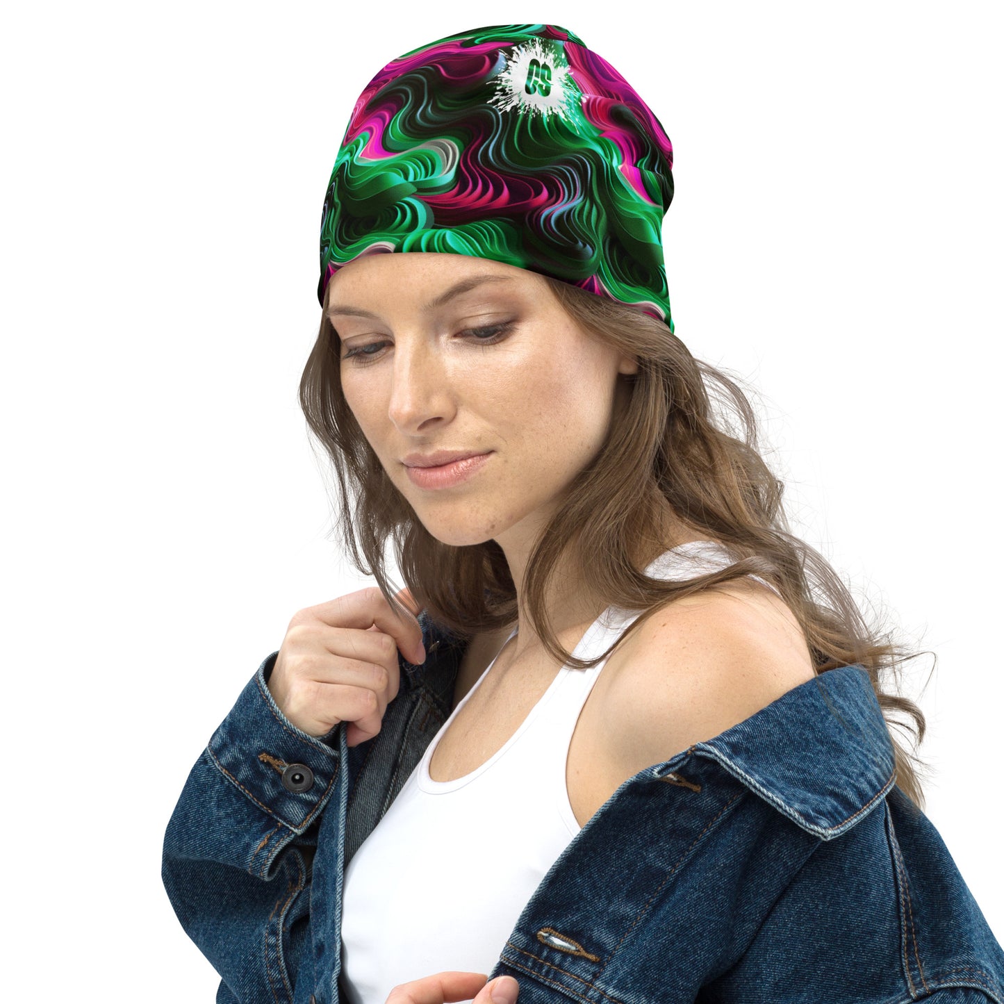 Pink & Green Concentric Beanie