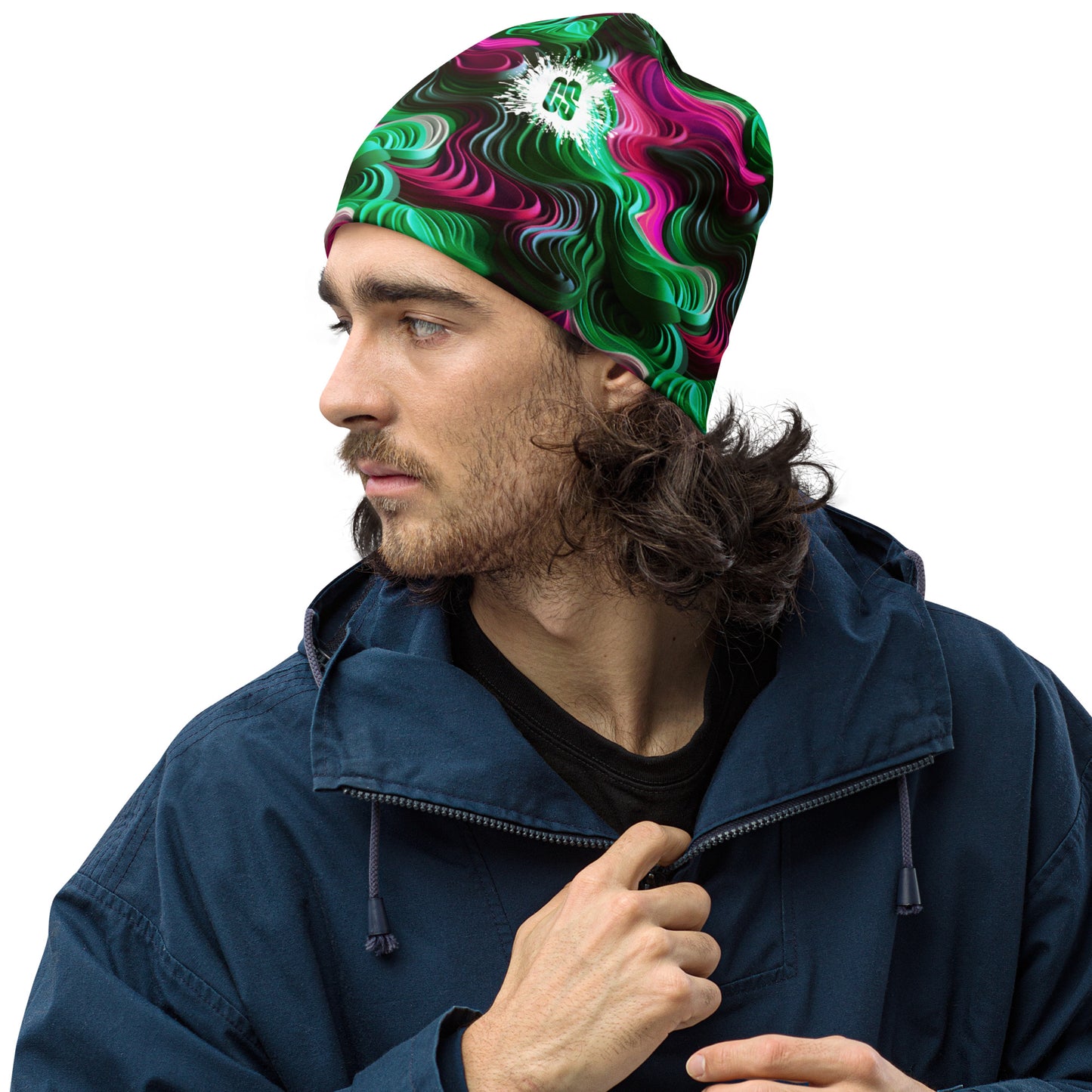 Pink & Green Concentric Beanie