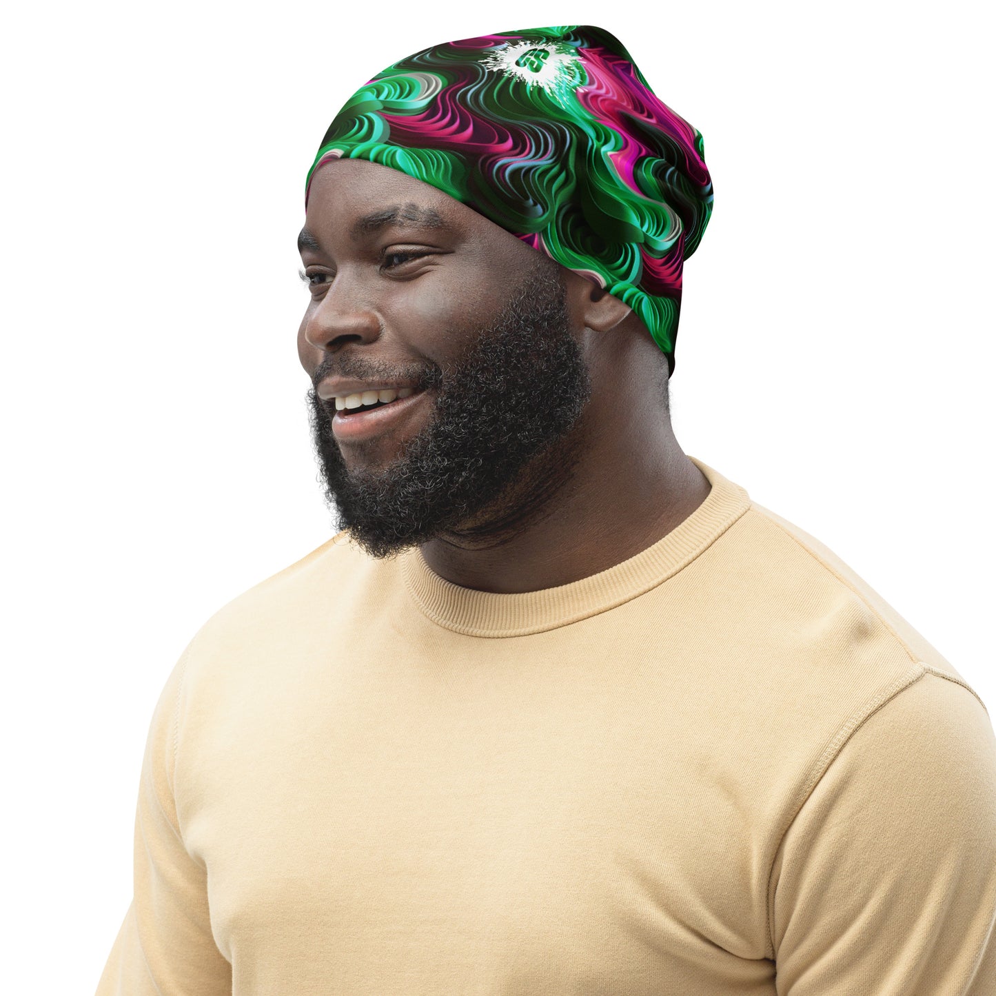 Pink & Green Concentric Beanie