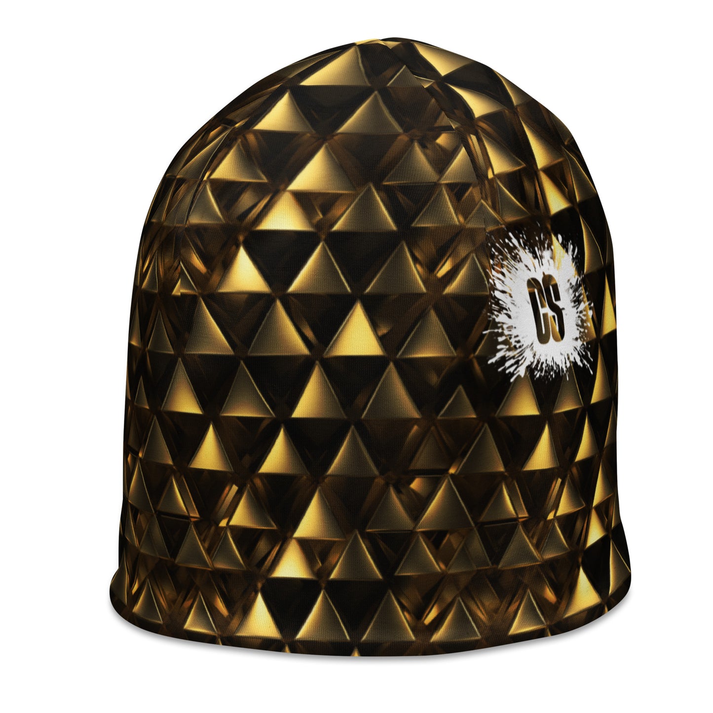 Gold & Black Pyramids Beanie