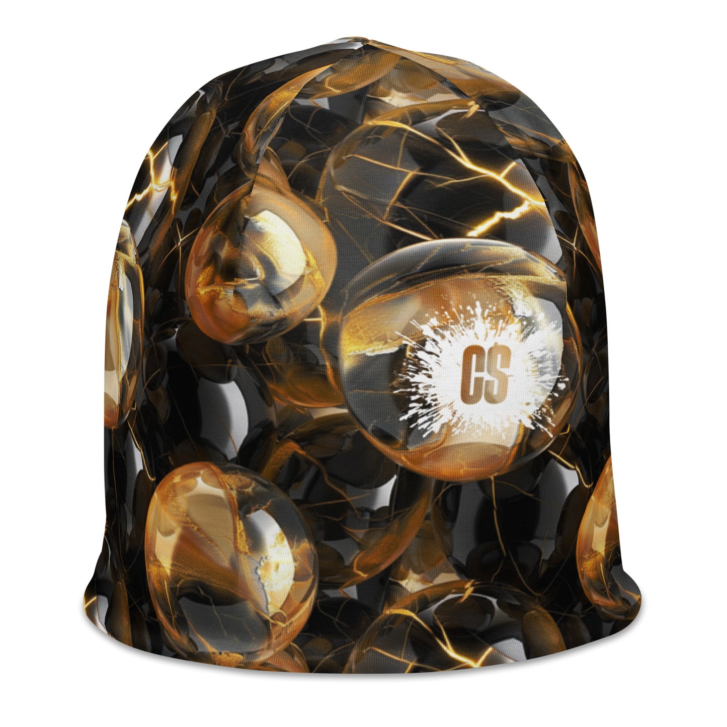 Black & Gold Marbles Beanie