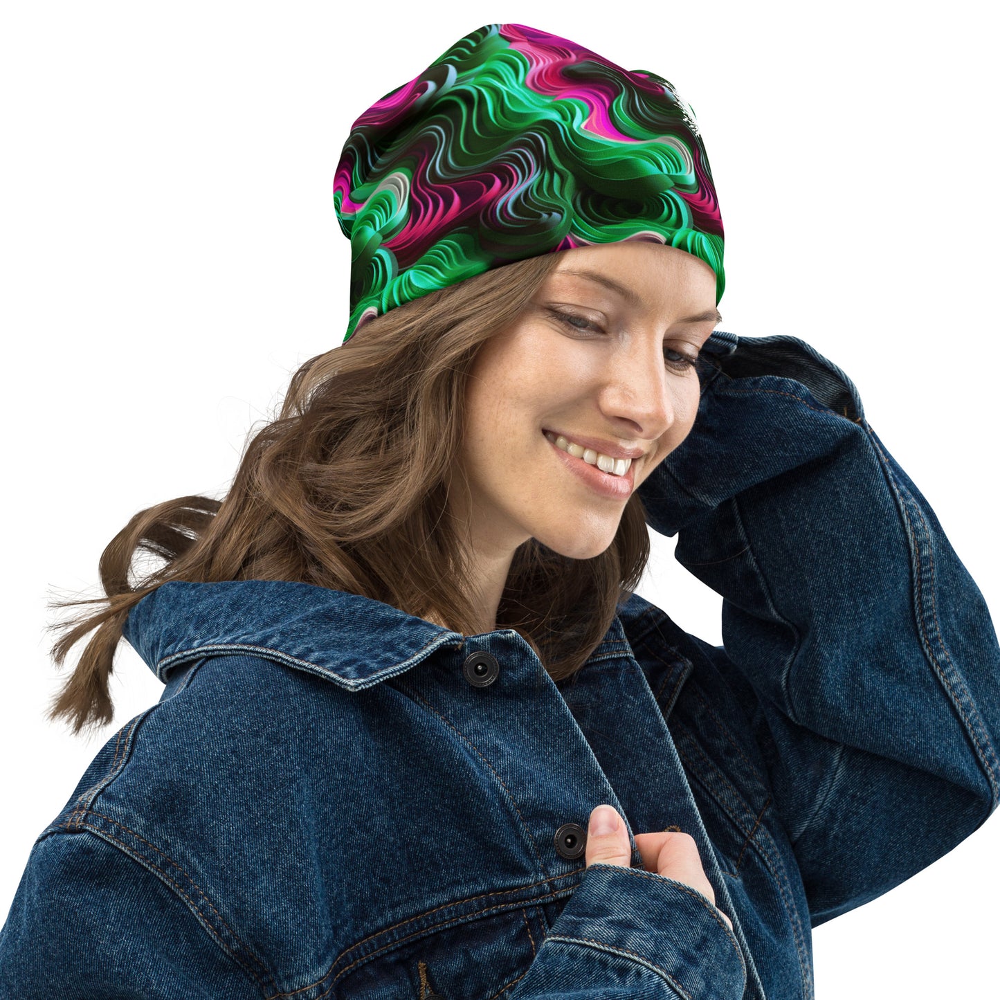 Pink & Green Concentric Beanie