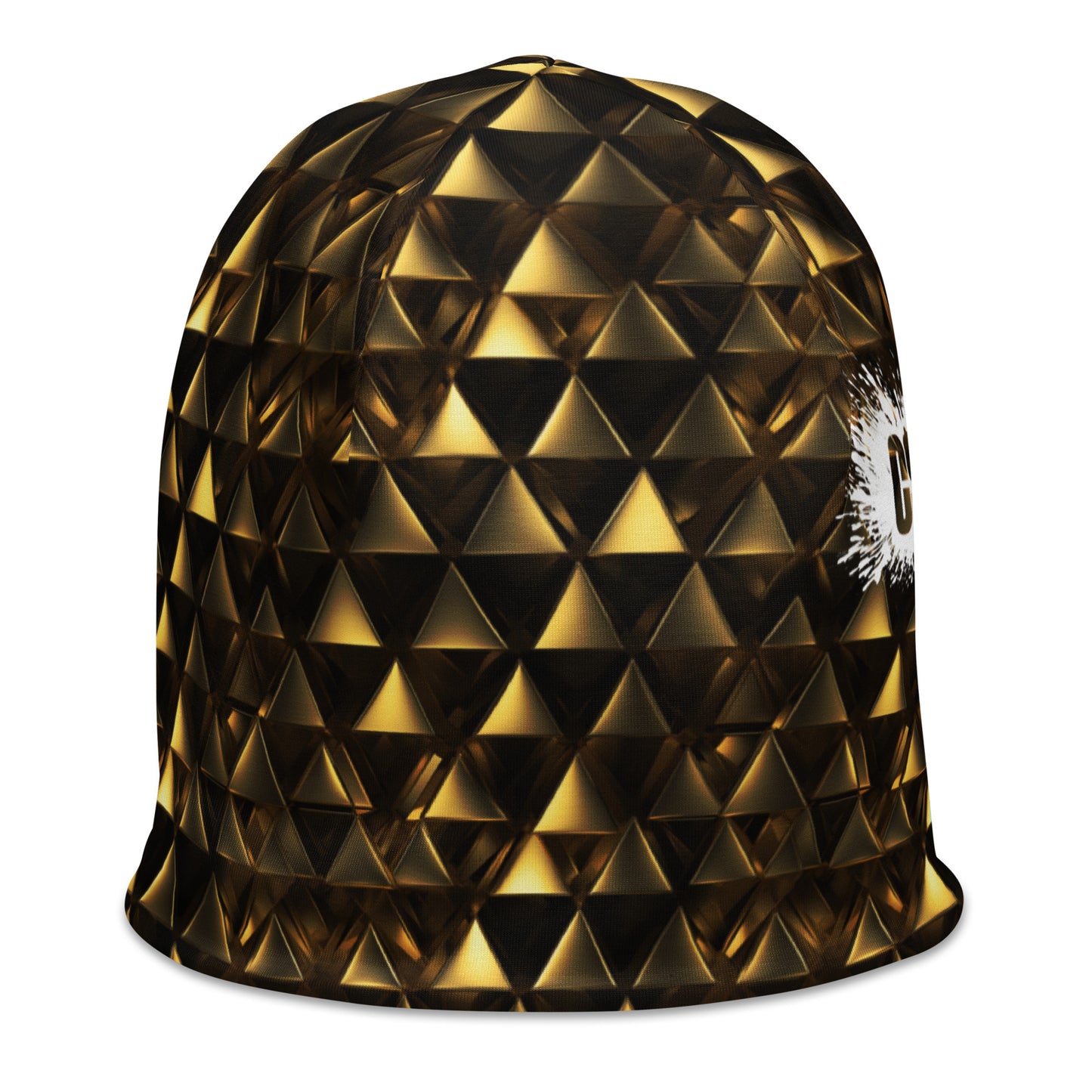 Gold & Black Pyramids Beanie