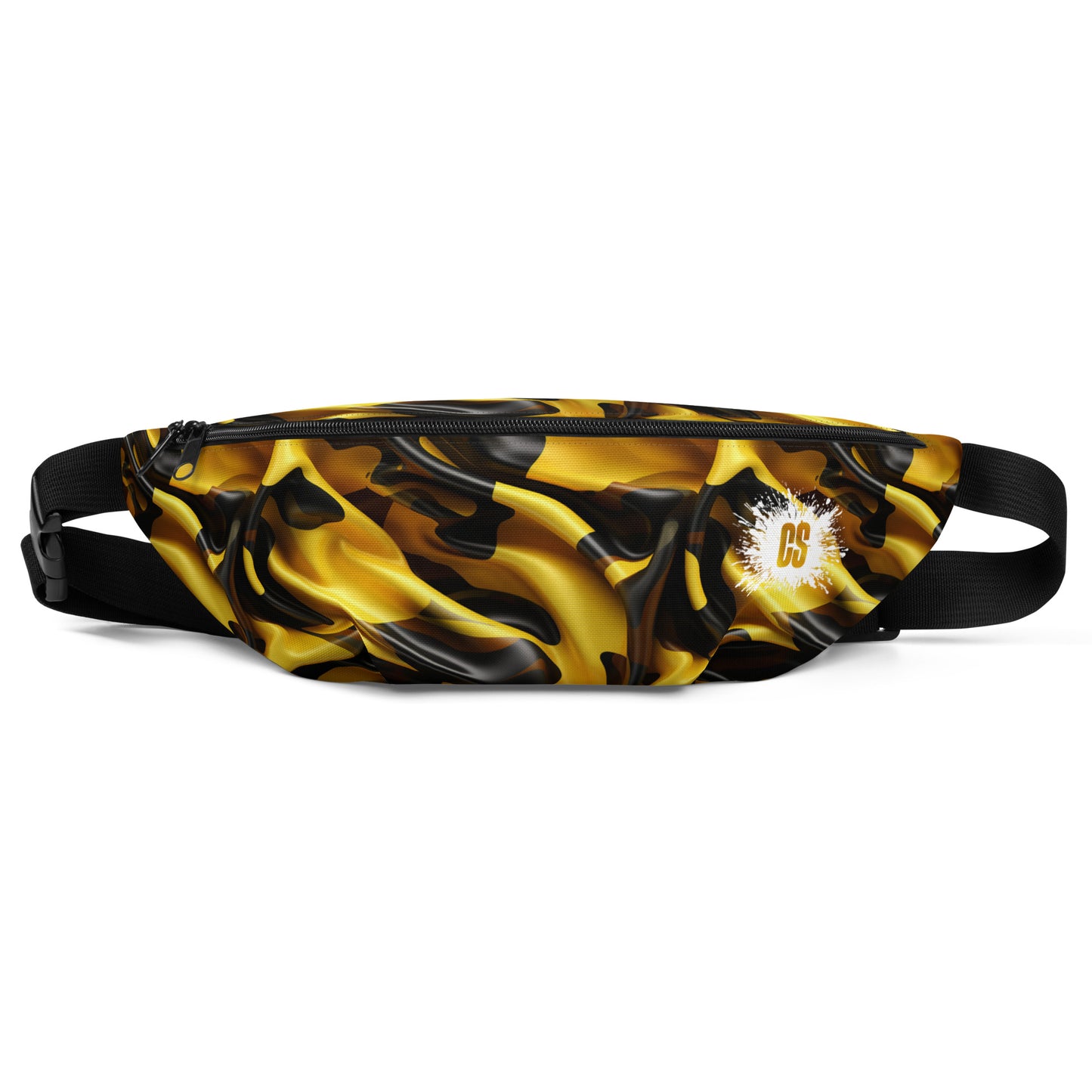 Black & Gold Satin Fanny Pack