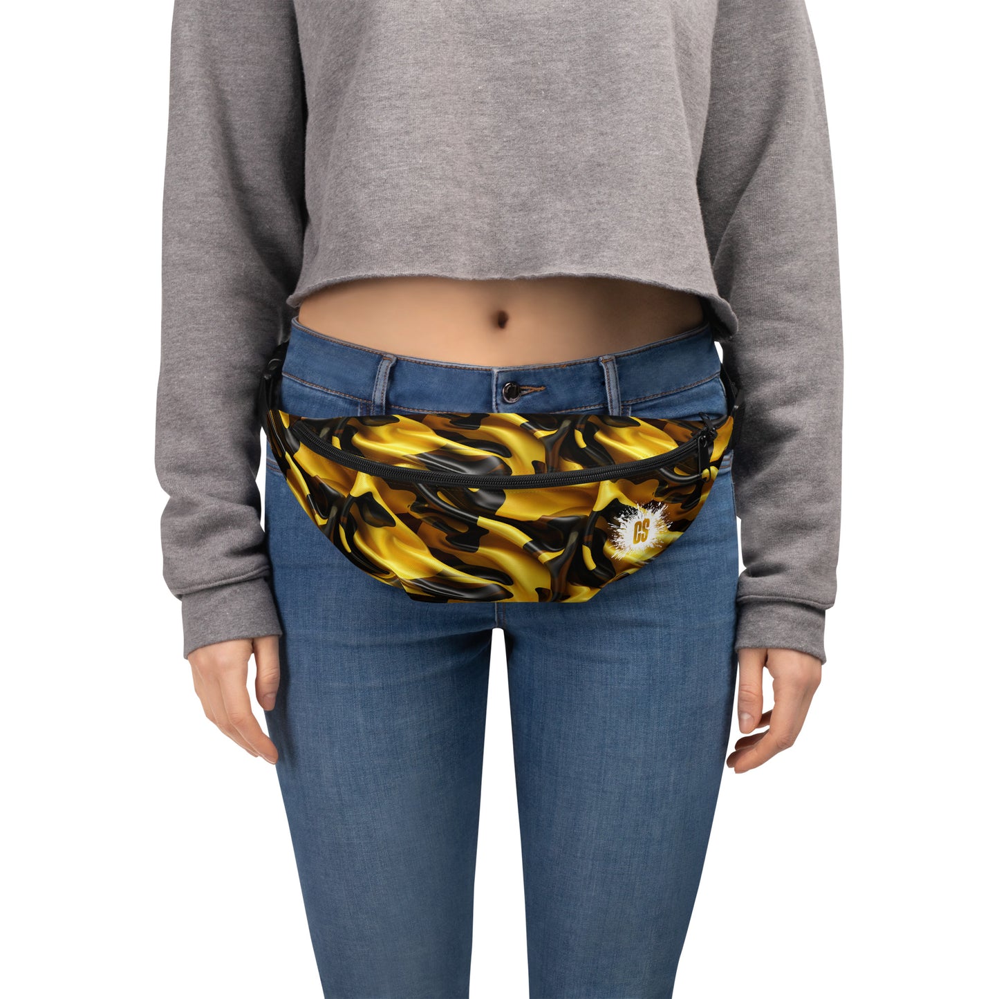 Black & Gold Satin Fanny Pack