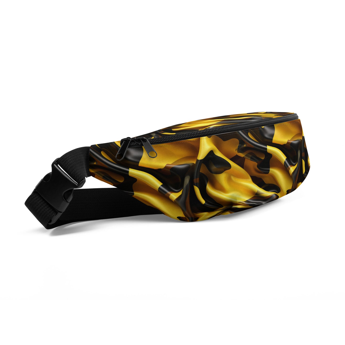 Black & Gold Satin Fanny Pack