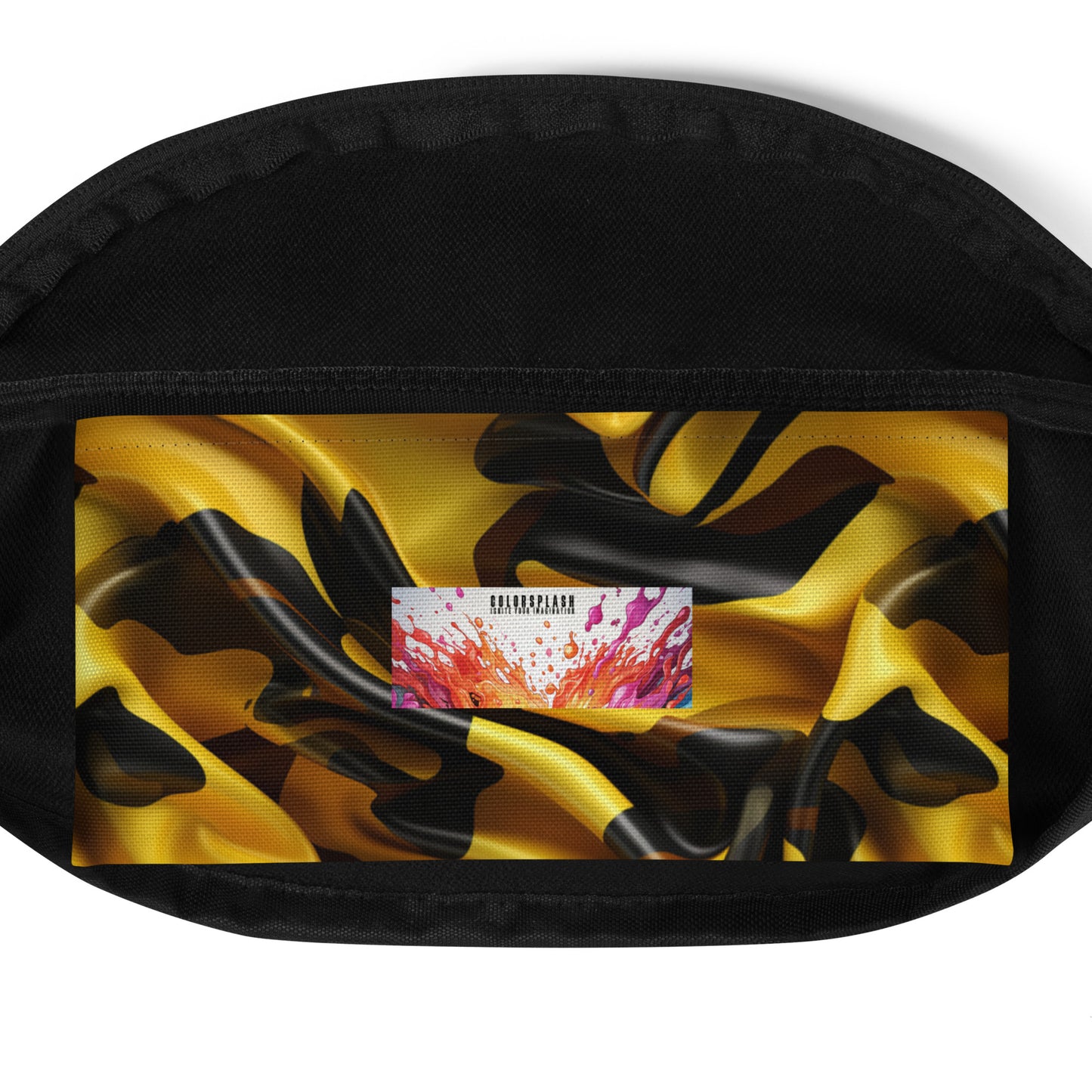 Black & Gold Satin Fanny Pack