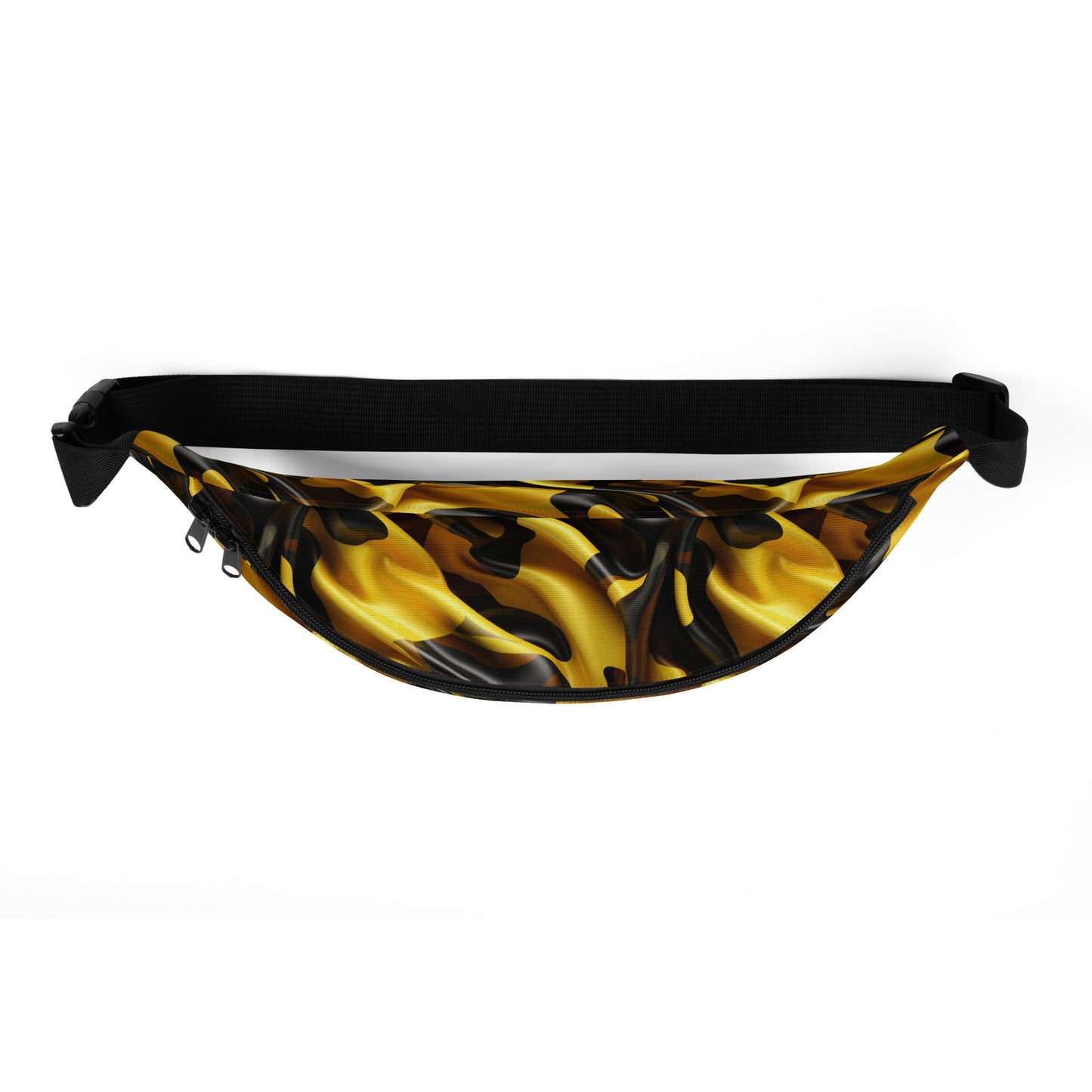 Black & Gold Satin Fanny Pack