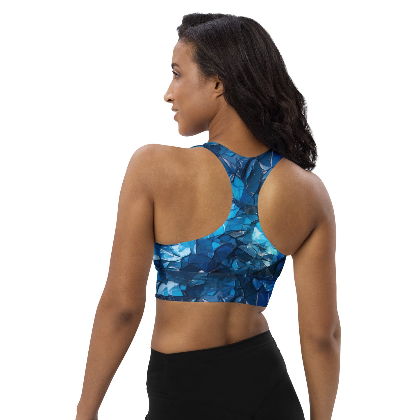 Blue Crystal Longline sports bra