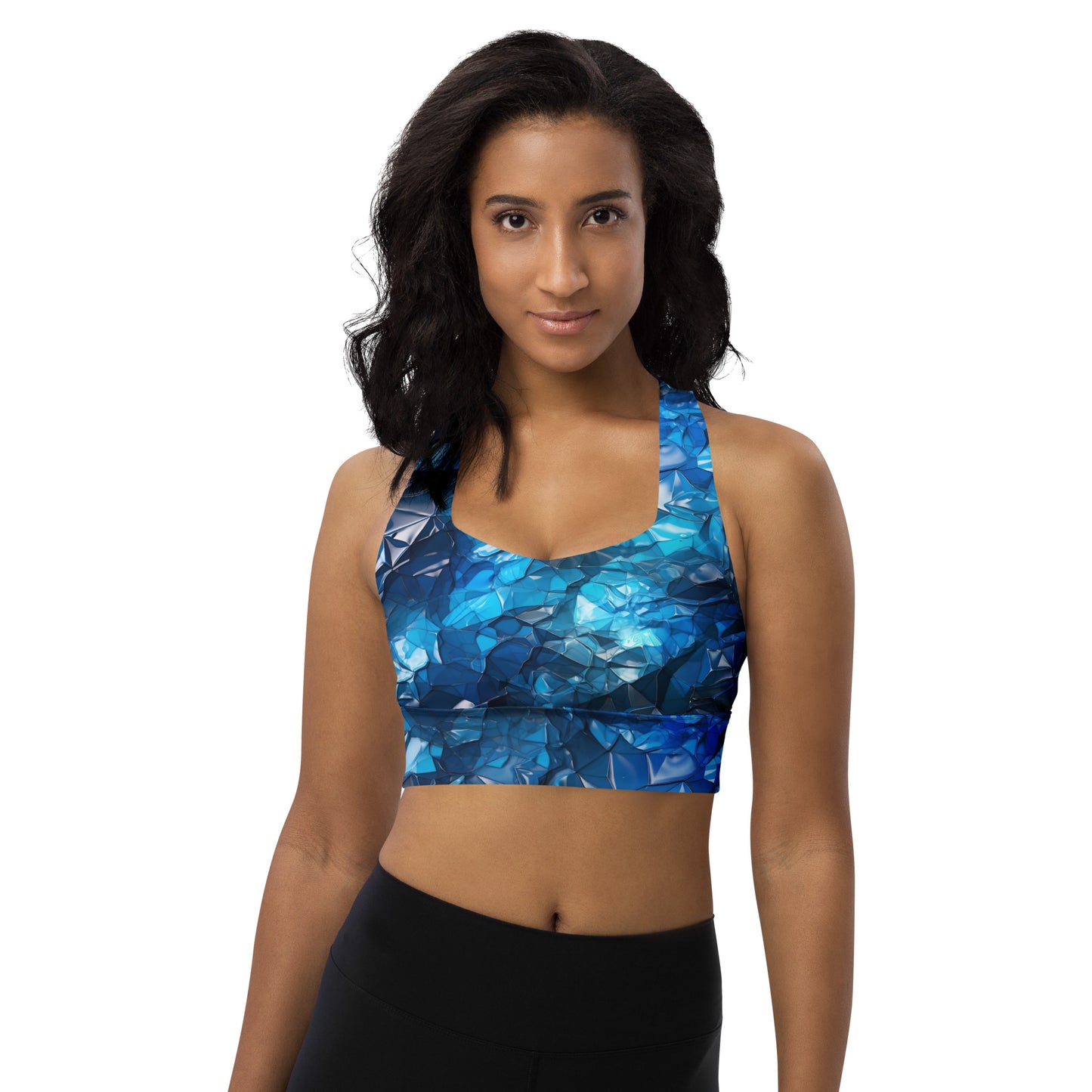 Blue Crystal Longline sports bra