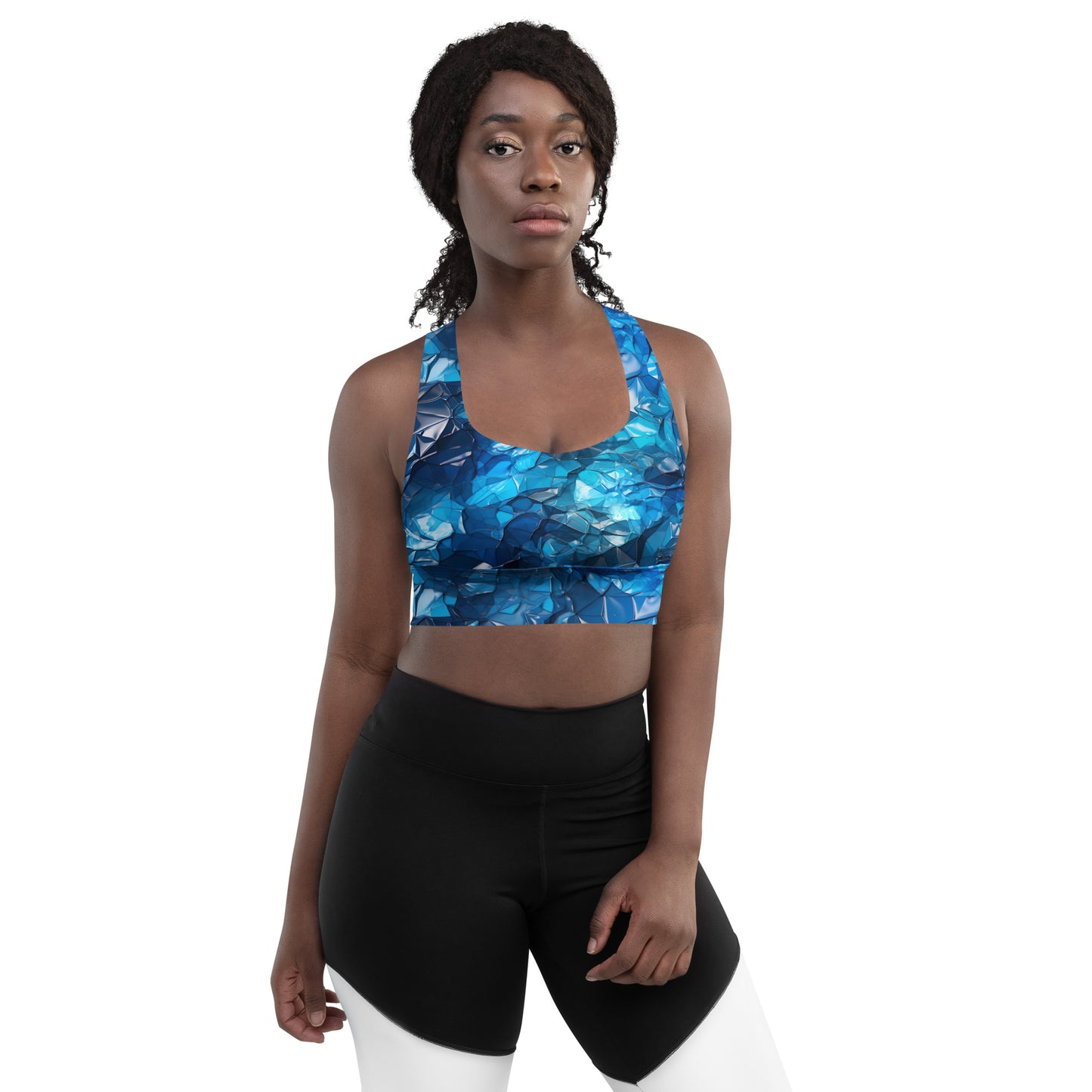 Blue Crystal Longline sports bra