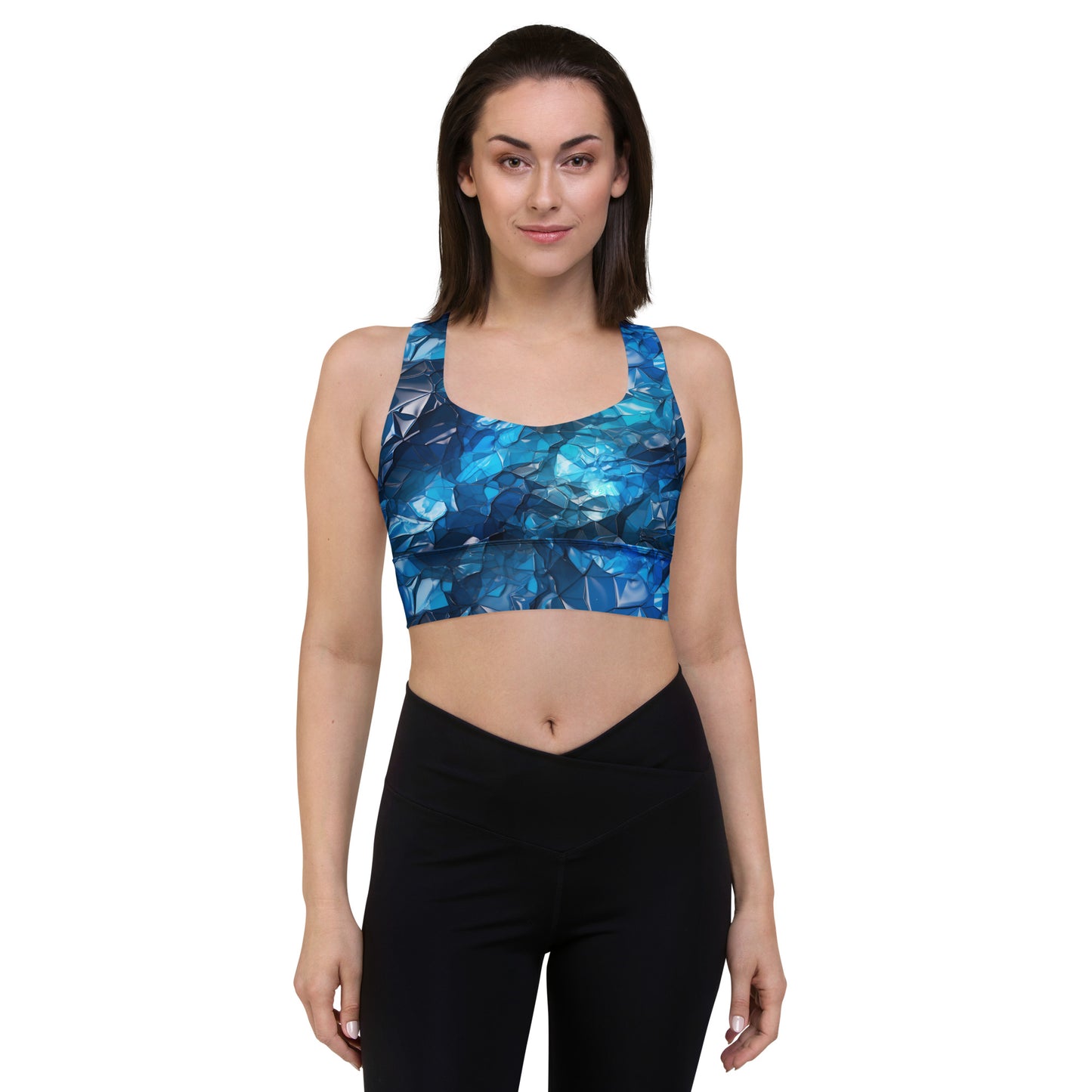 Blue Crystal Longline sports bra