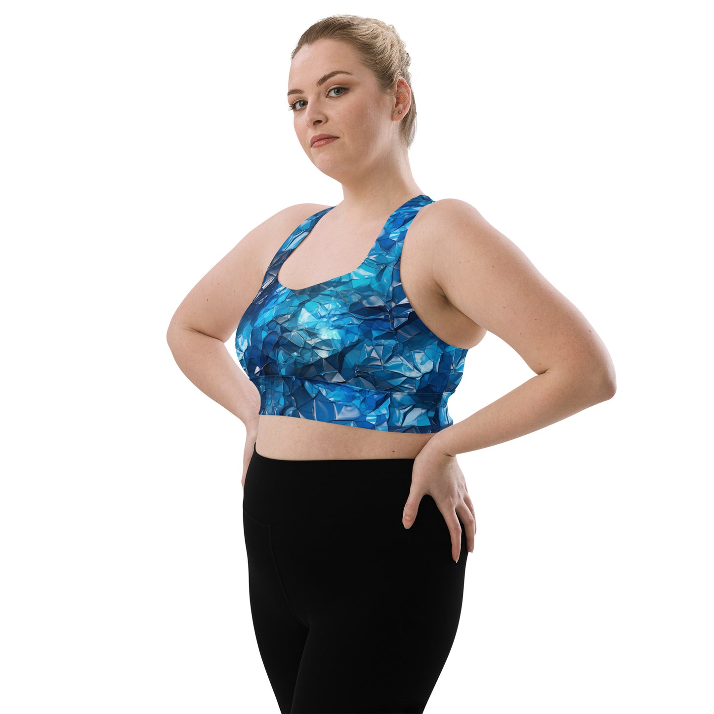 Blue Crystal Longline sports bra