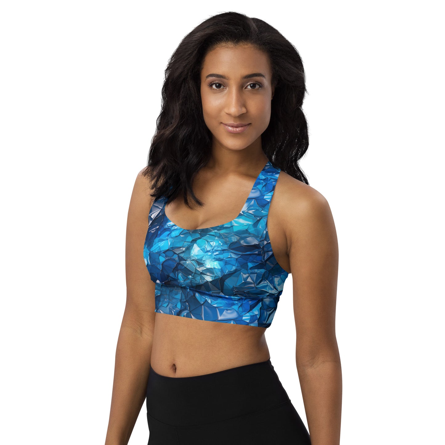 Blue Crystal Longline sports bra