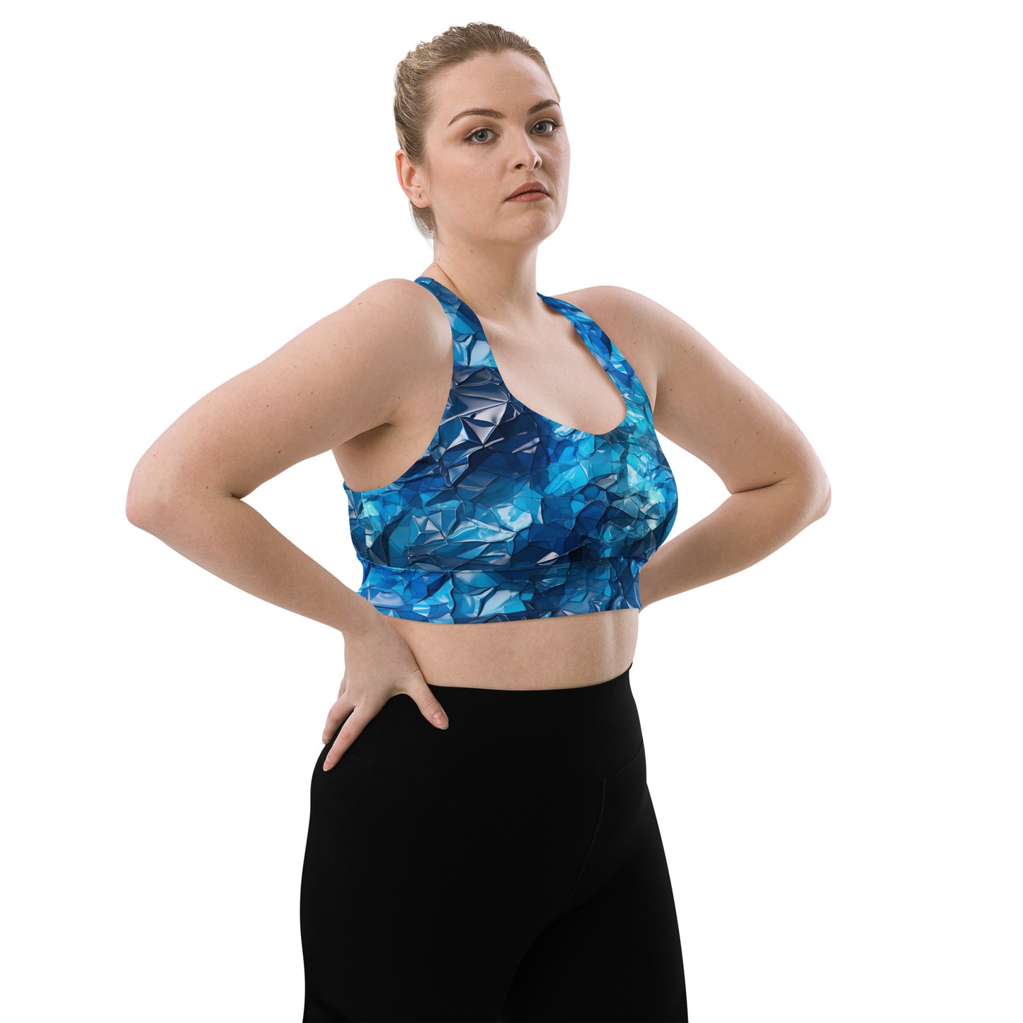 Blue Crystal Longline sports bra