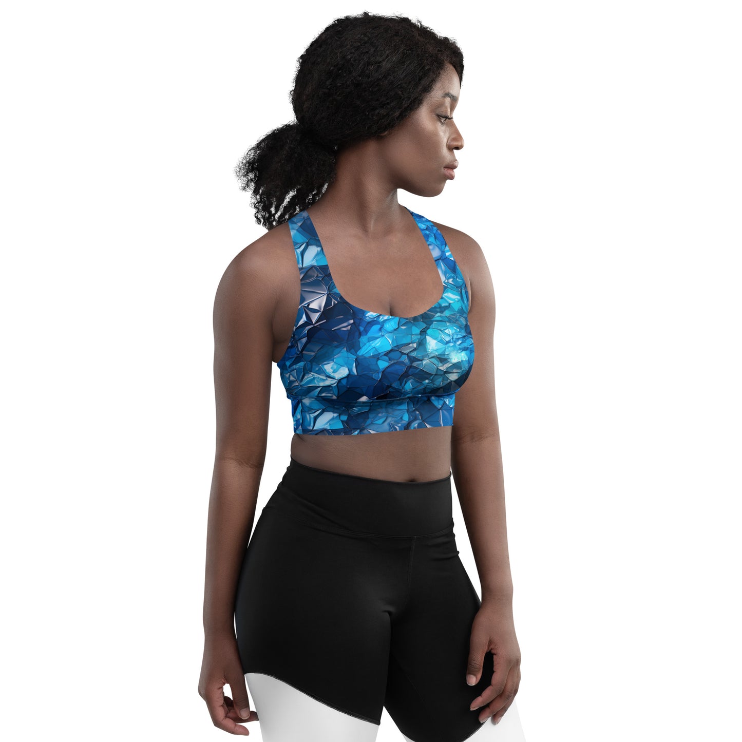 Blue Crystal Longline sports bra