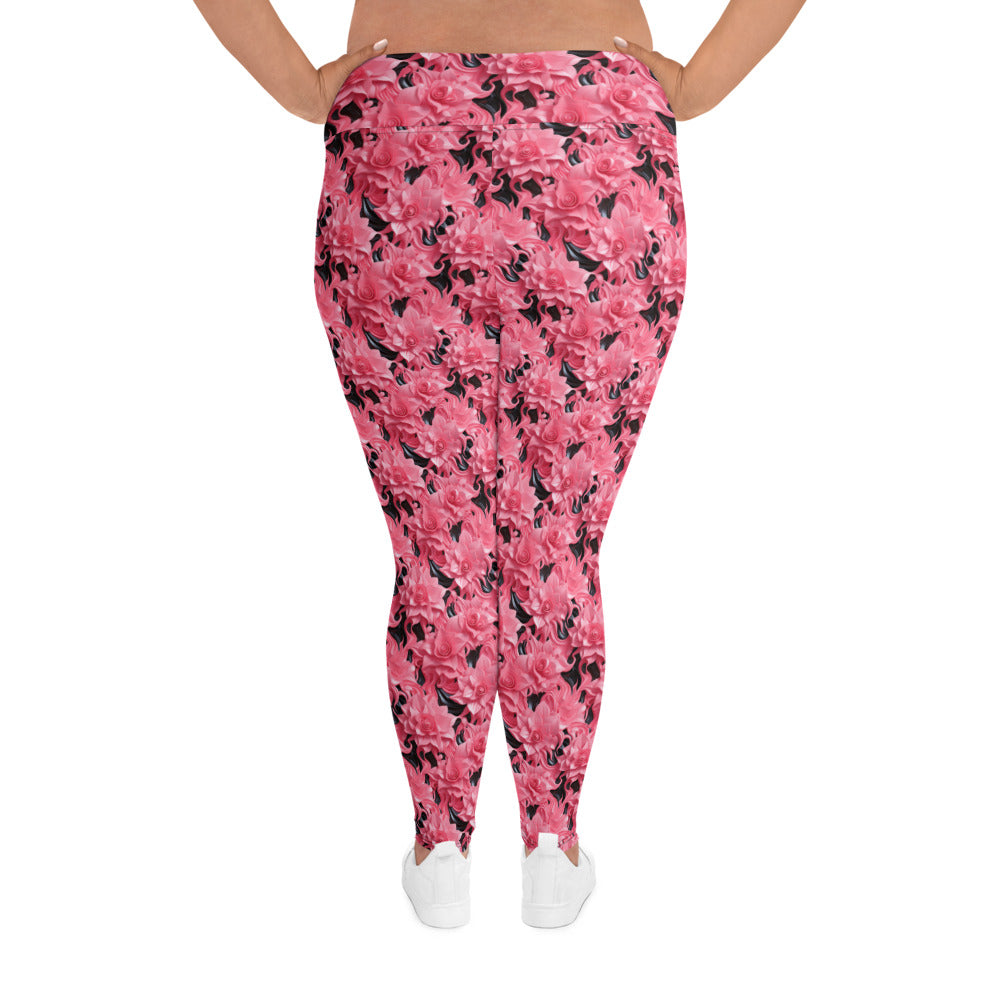 Pink Roses Plus Size Leggings