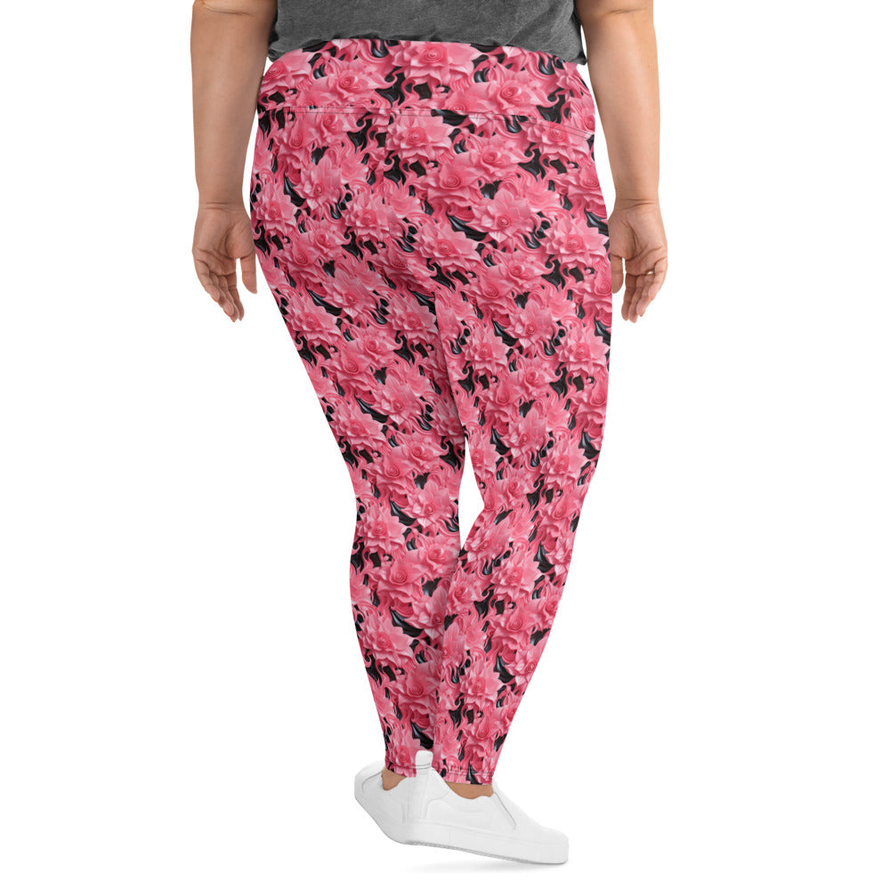 Pink Roses Plus Size Leggings