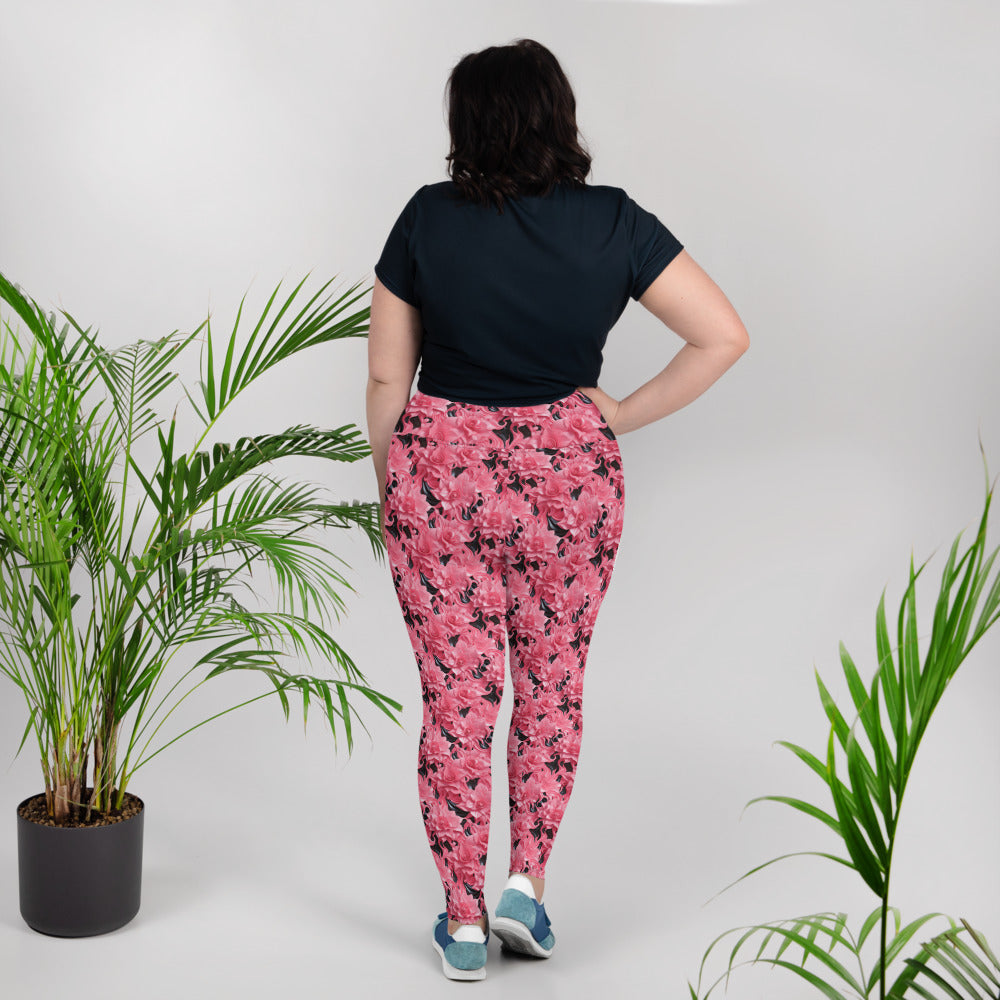 Pink Roses Plus Size Leggings