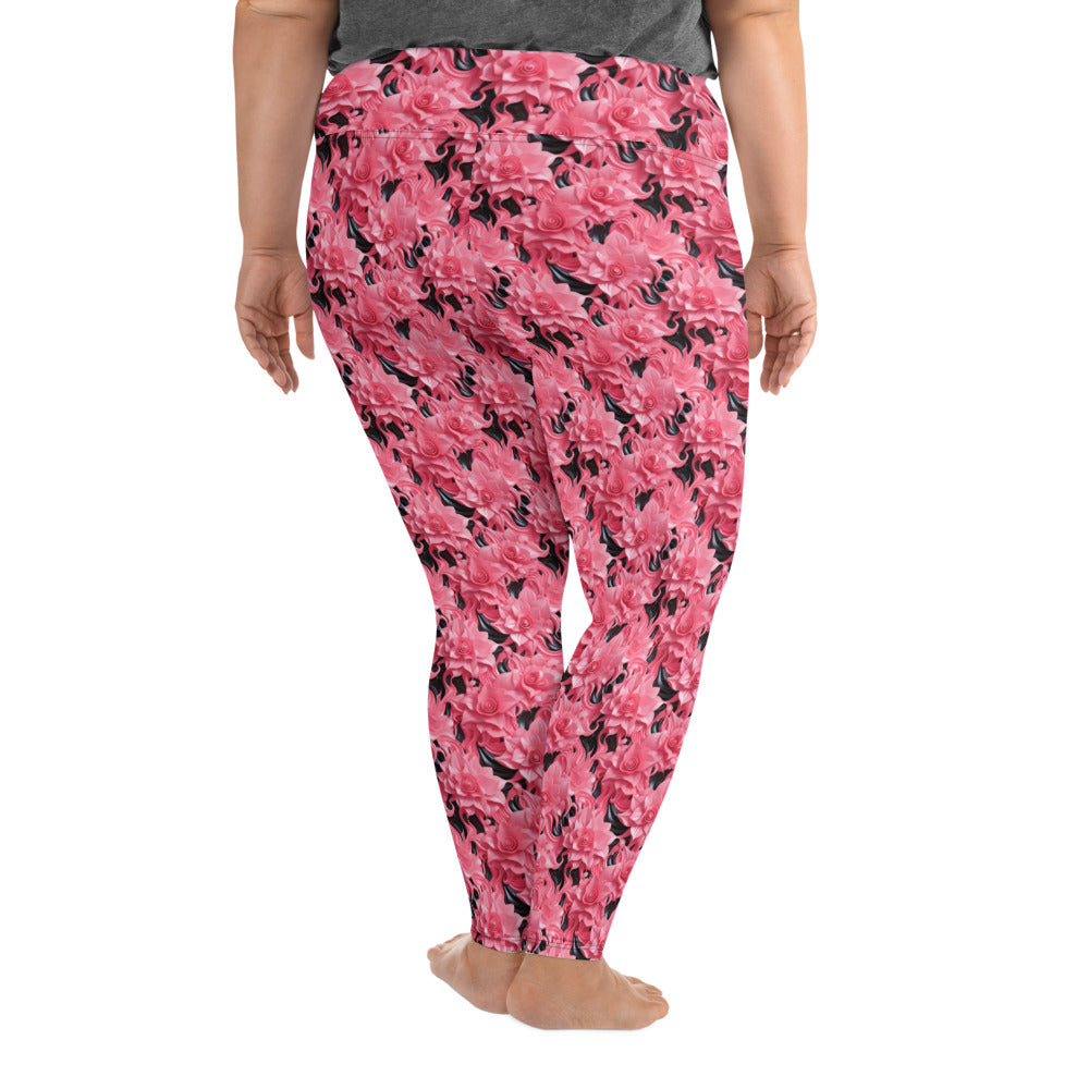 Pink Roses Plus Size Leggings