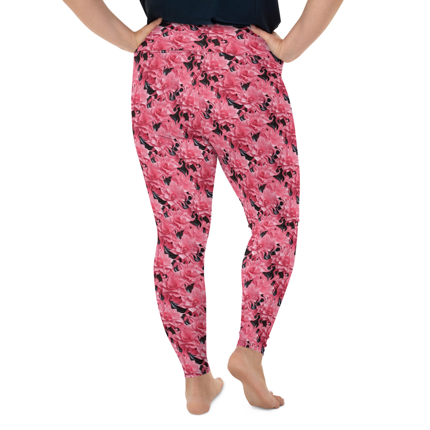 Pink Roses Plus Size Leggings