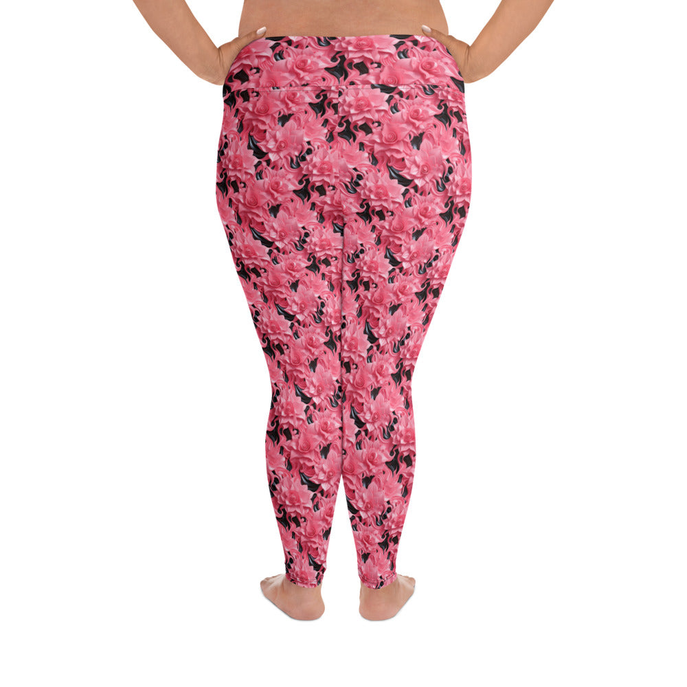 Pink Roses Plus Size Leggings