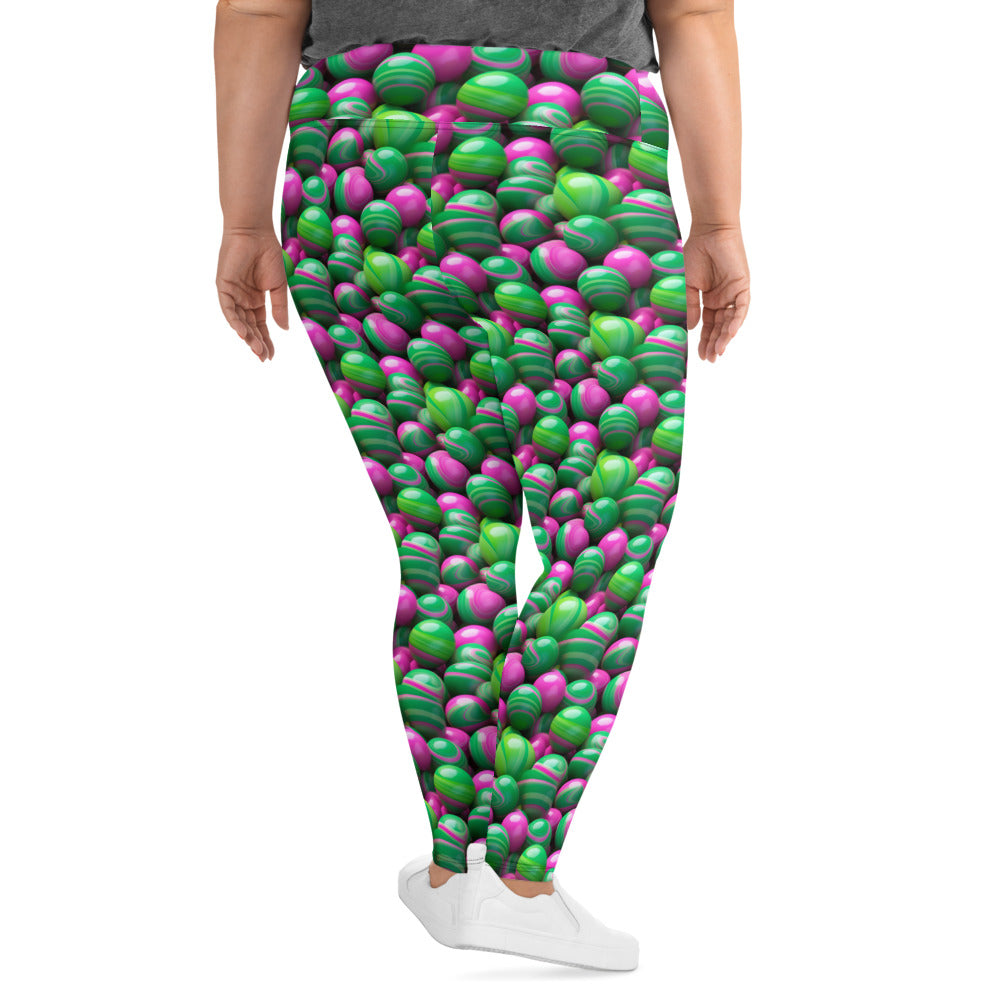 Pink & Green Marble Mania Plus Size Leggings