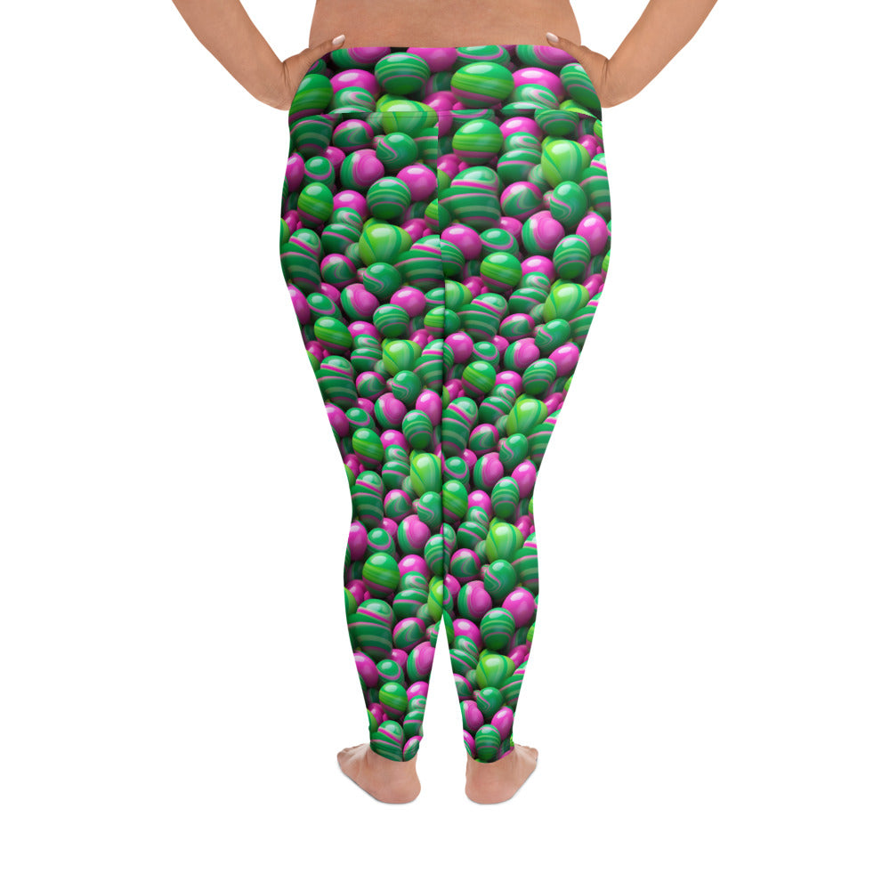 Pink & Green Marble Mania Plus Size Leggings